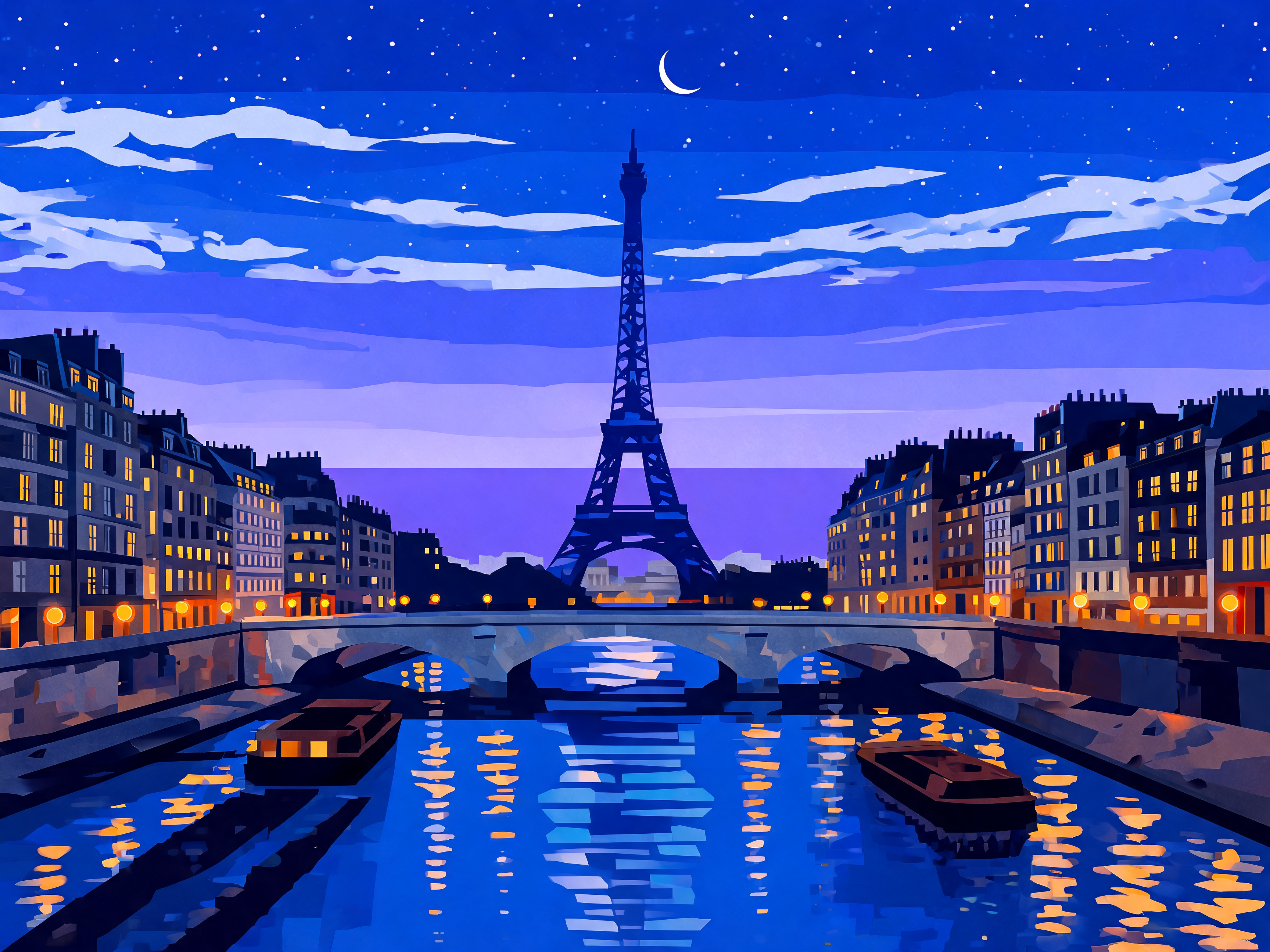 Cubist Paris Nightscape