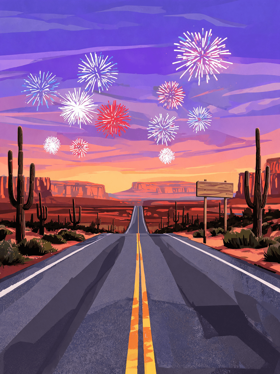 Desert Highway Fireworks - Escape by Numbers
