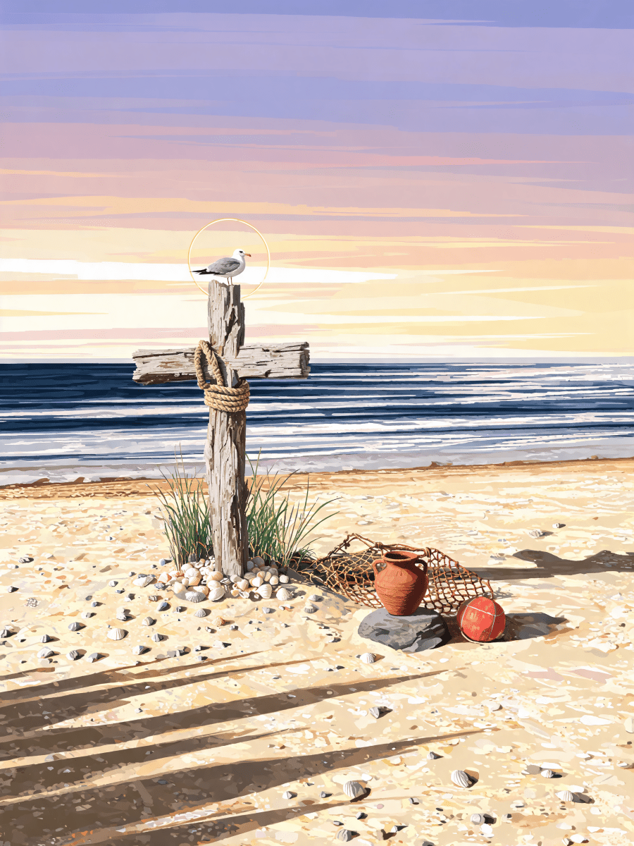 Driftwood Beach Cross - Escape by Numbers