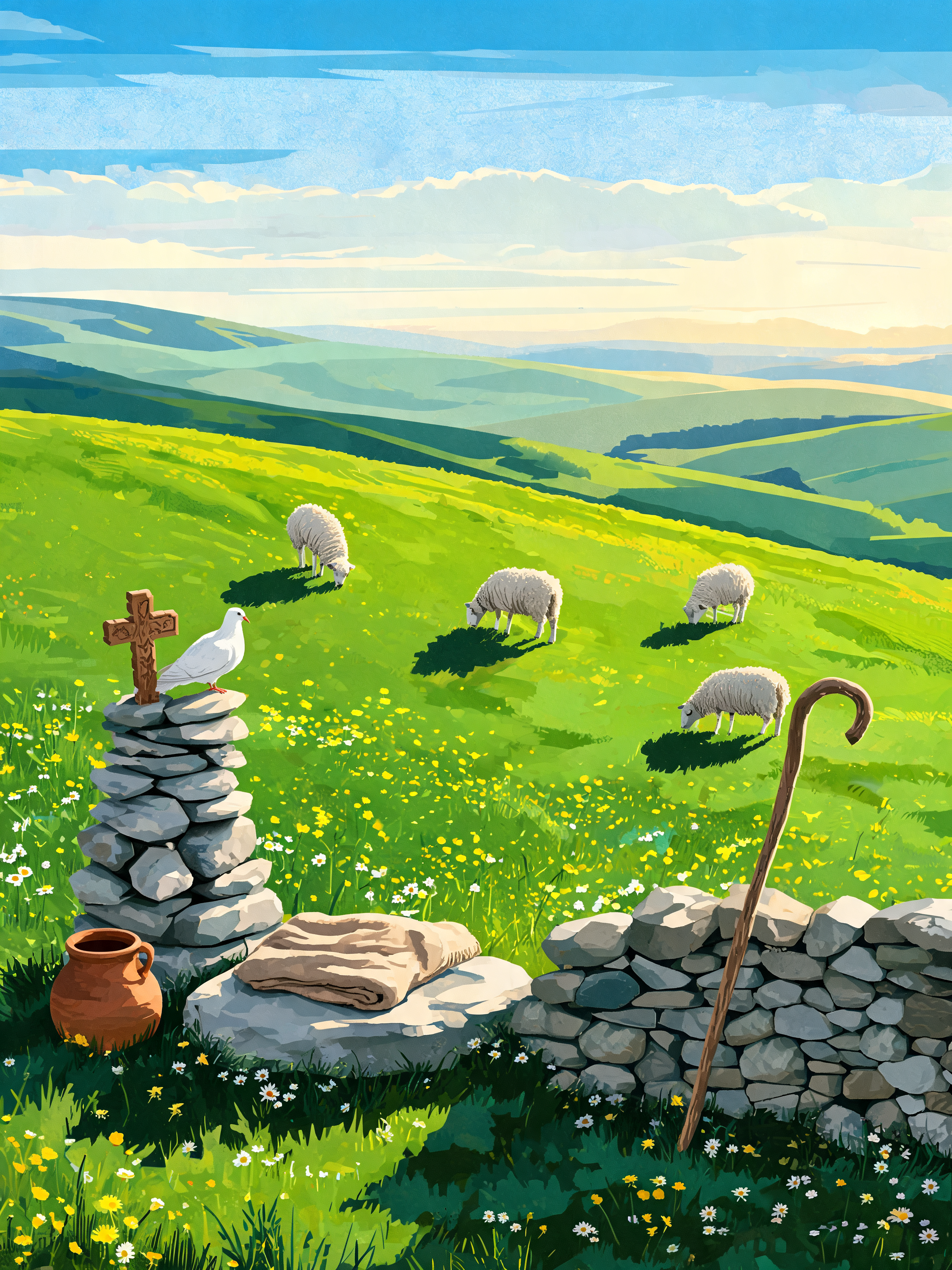 Flock On Green Hill