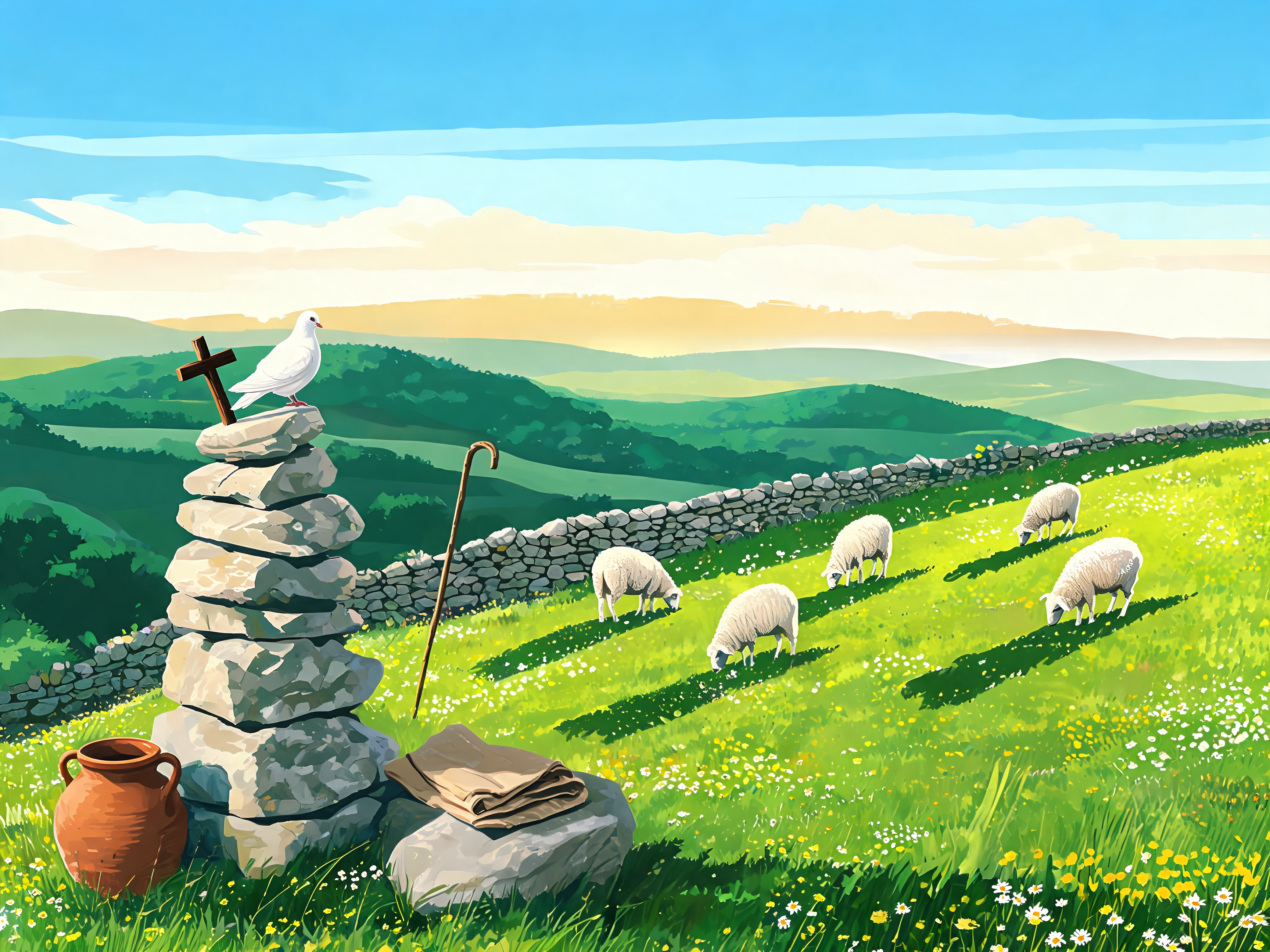 Gentle Hillside Flock