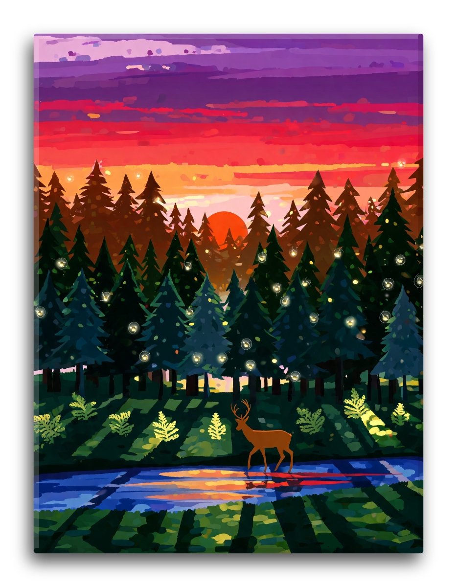 Geometric Forest Sunset - Escape by Numbers