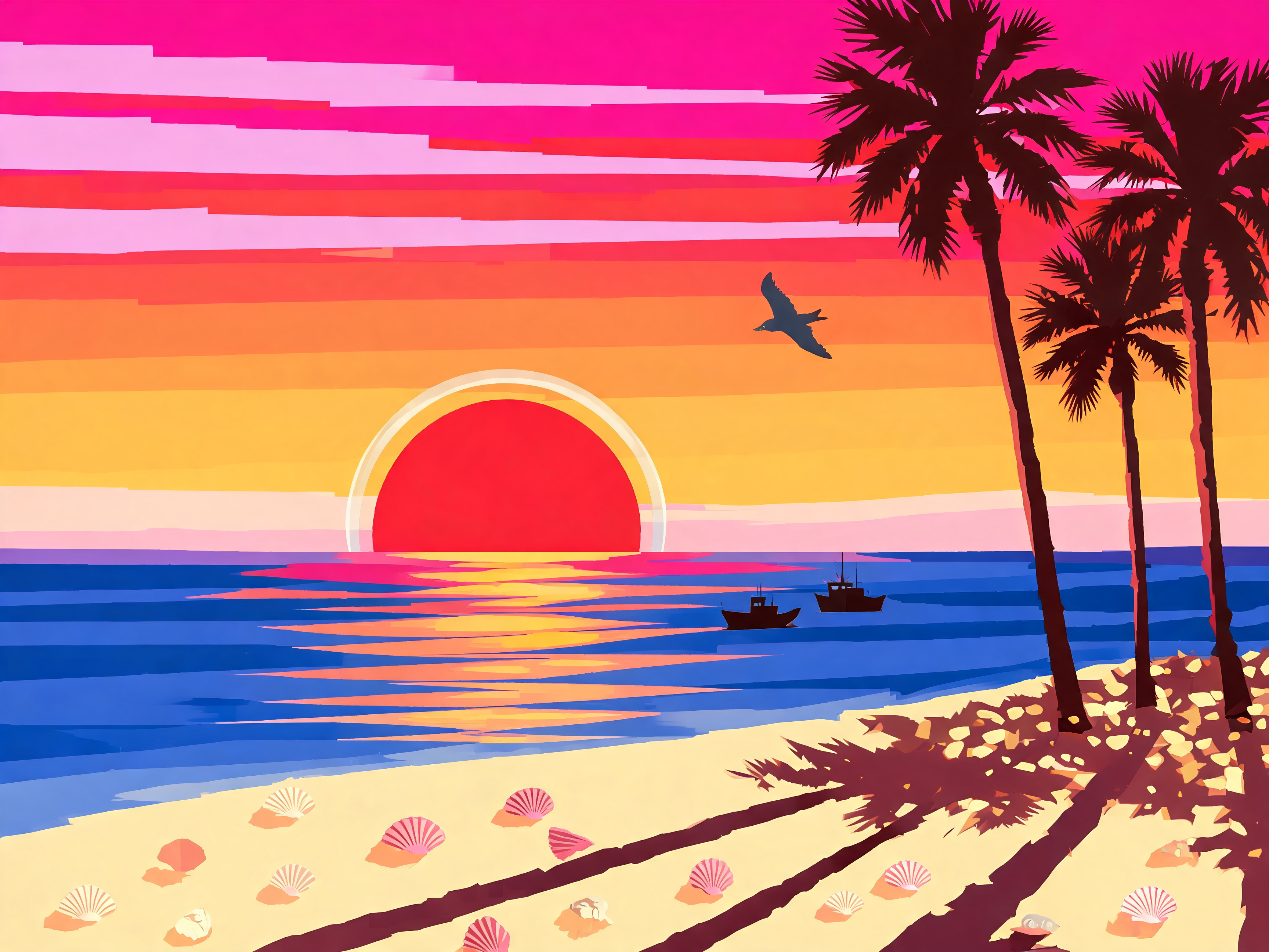 Geometric Palm Sunset