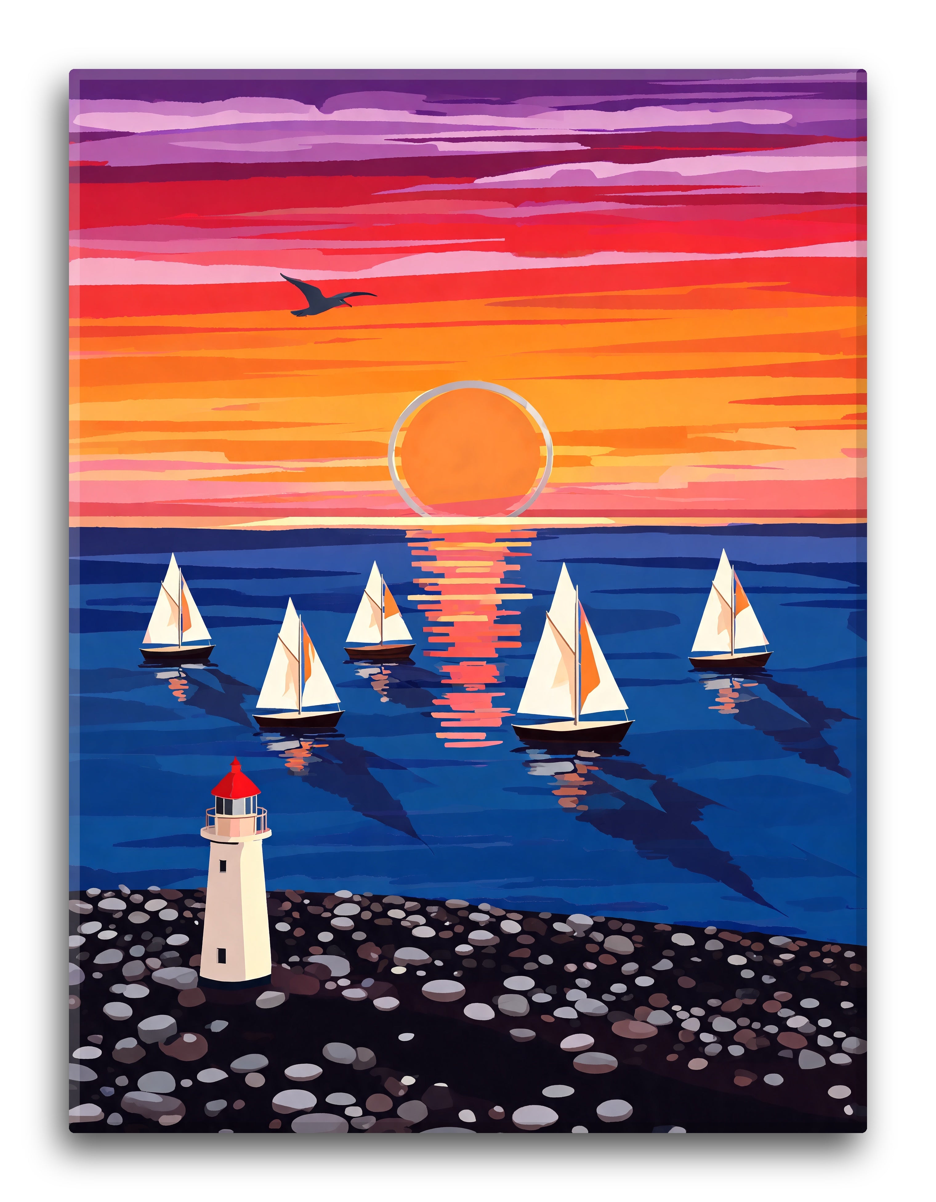 Geometric Sailboat Sunset