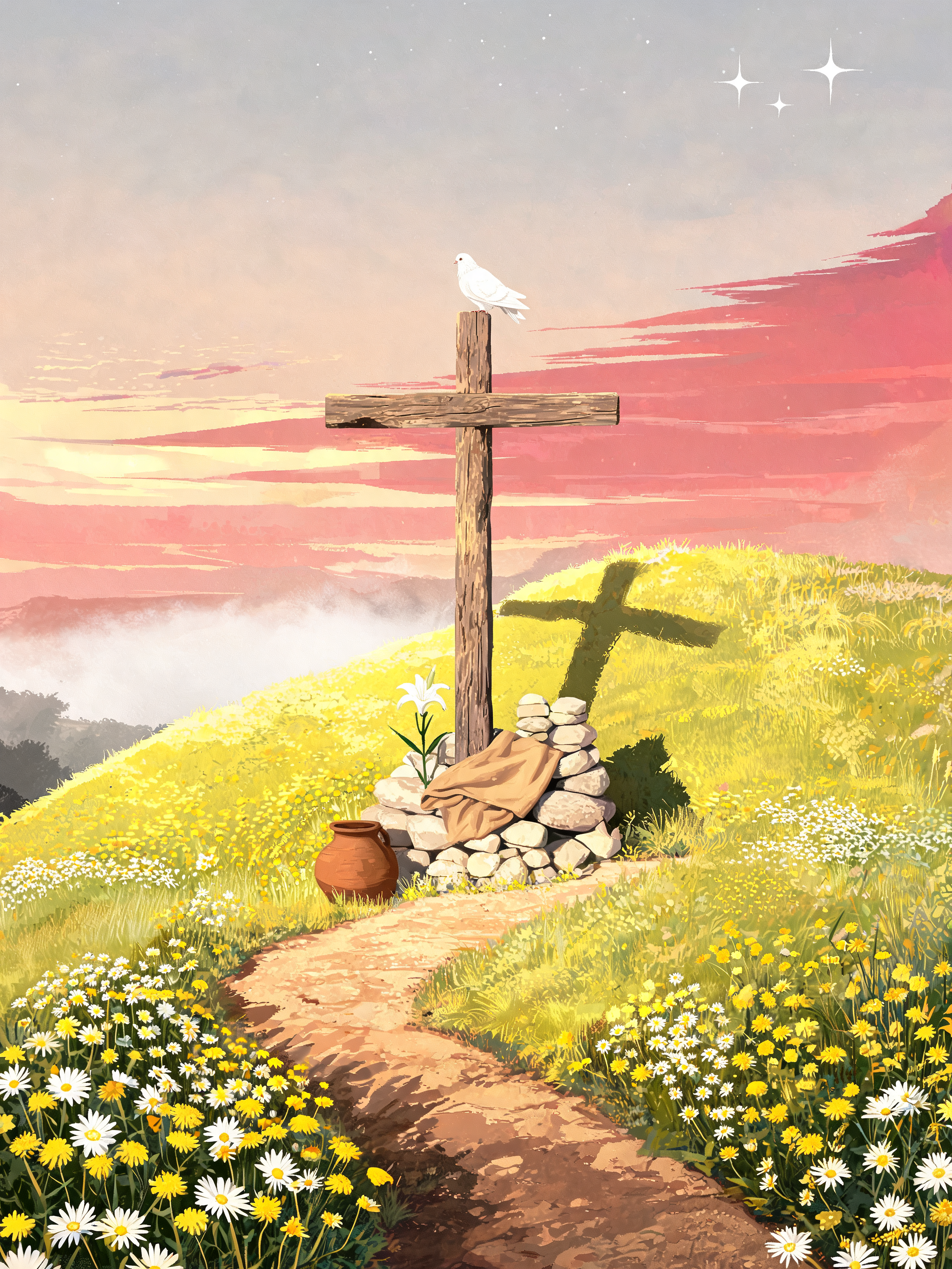 Hillside Wooden Cross
