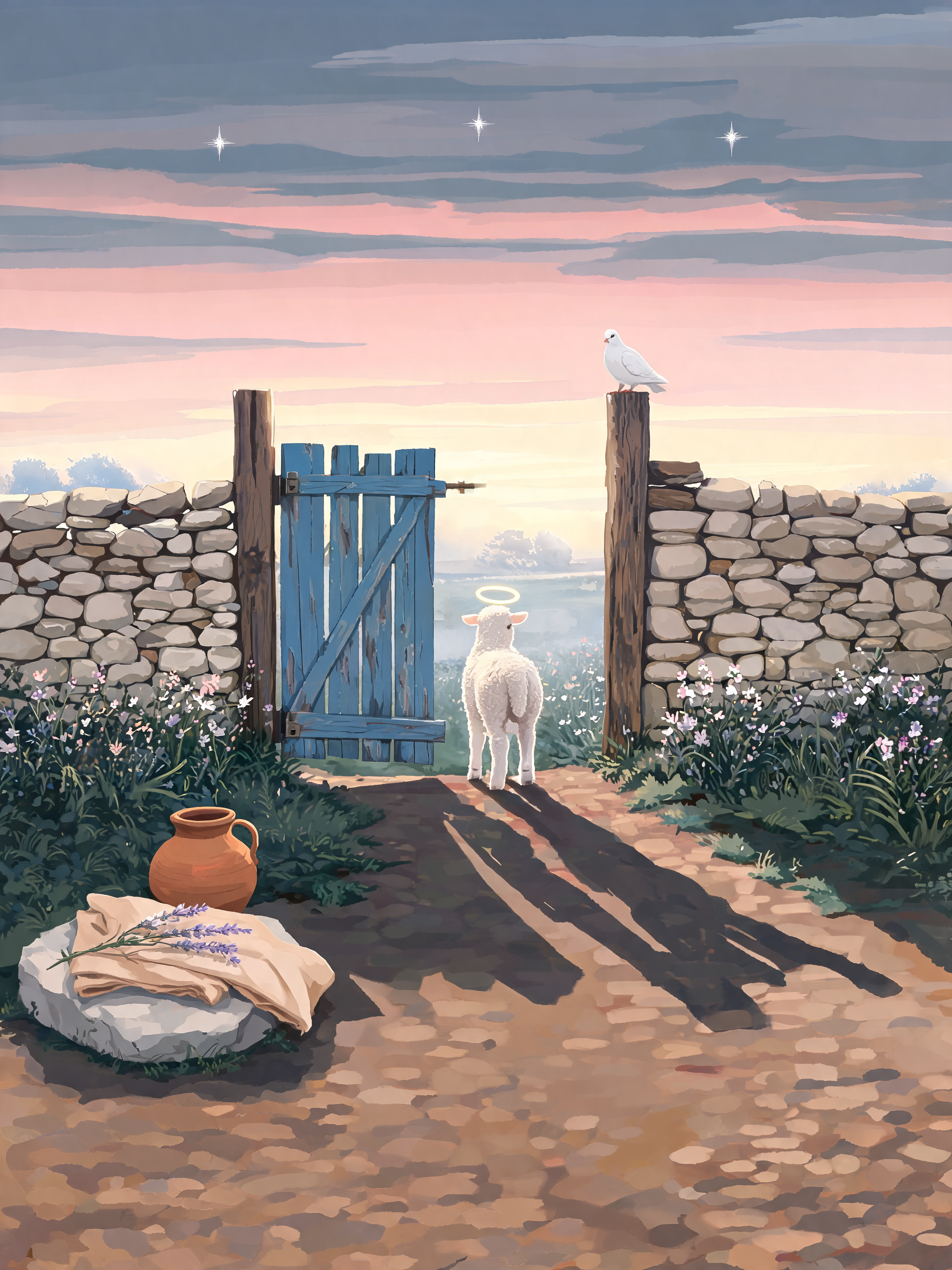 Lamb At Wooden Gate