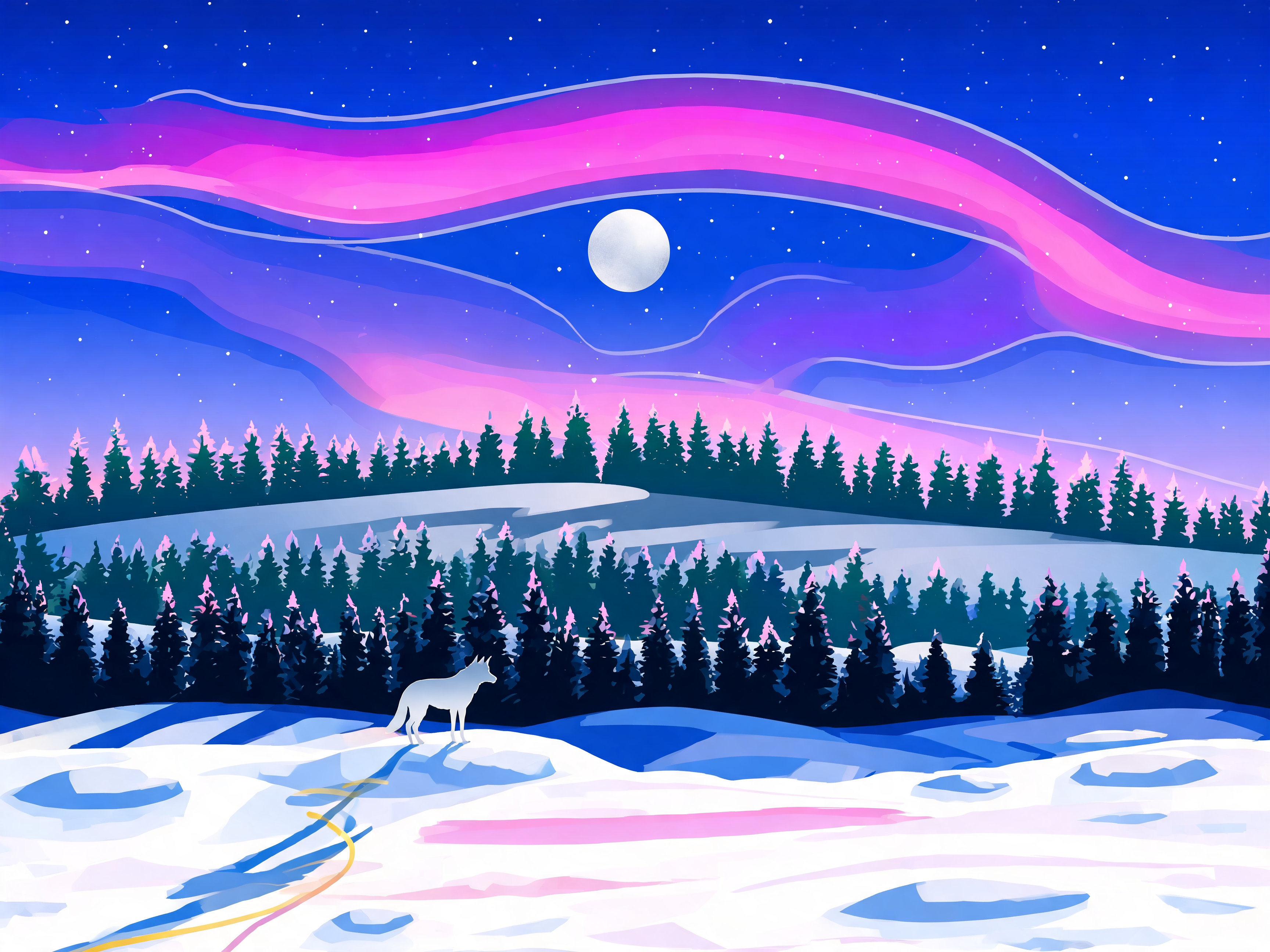 Magenta Aurora Pines