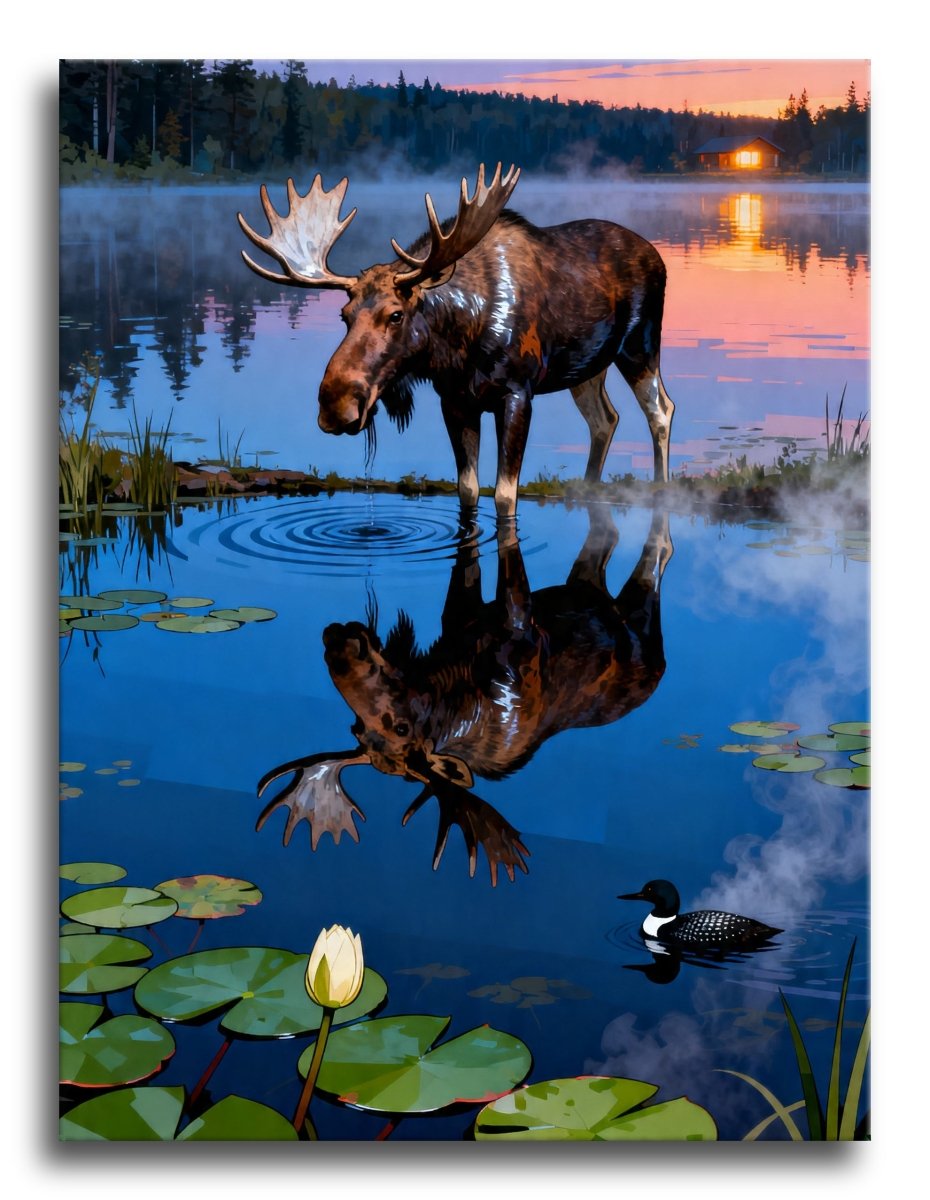 Misty Moose Reflection - Escape by Numbers