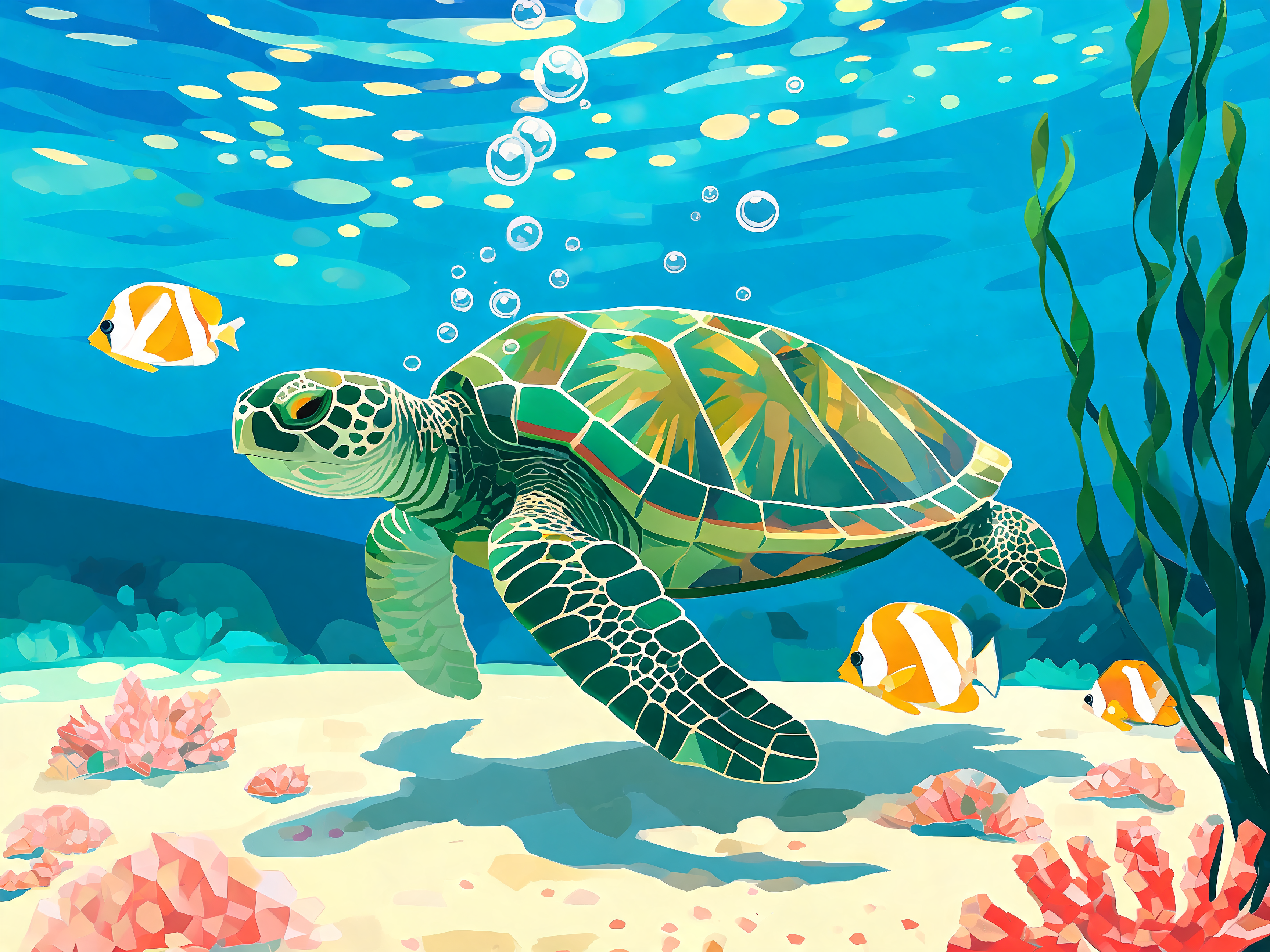 Mosaic Sea Turtle Tile