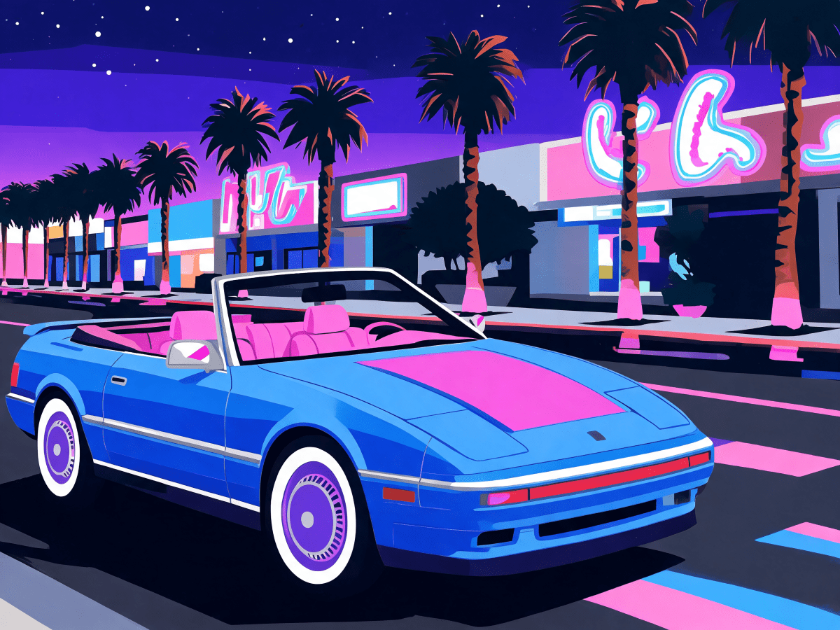 Neon Convertible Cruise - Escape by Numbers