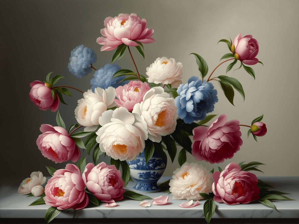 Peonies and a Vase - Escape by Numbers