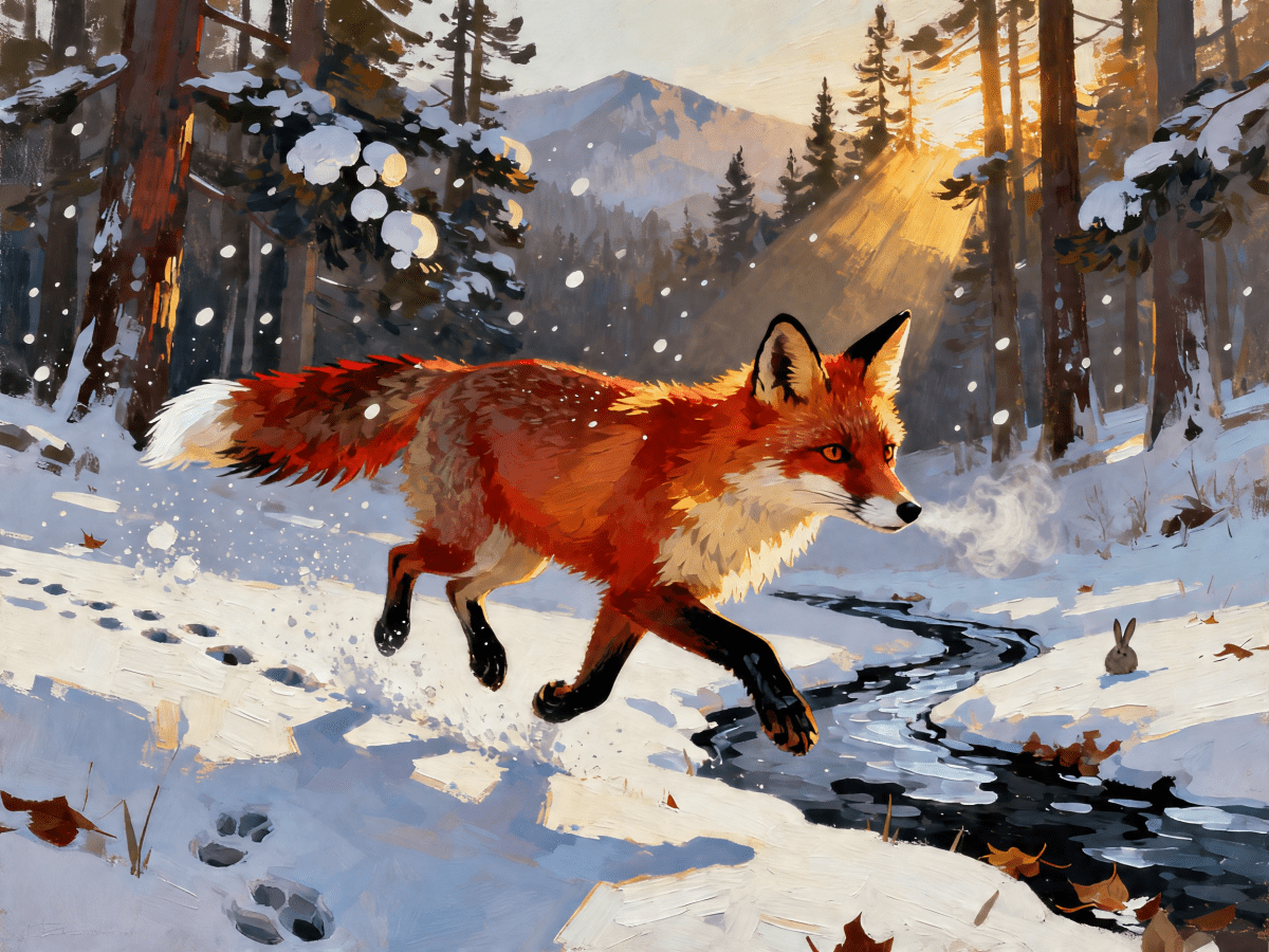 Red Fox Winter Run - Escape by Numbers