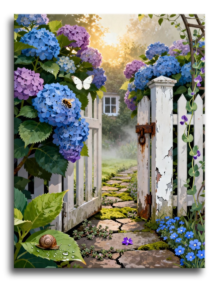 Rustic Hydrangea Gate - Escape by Numbers