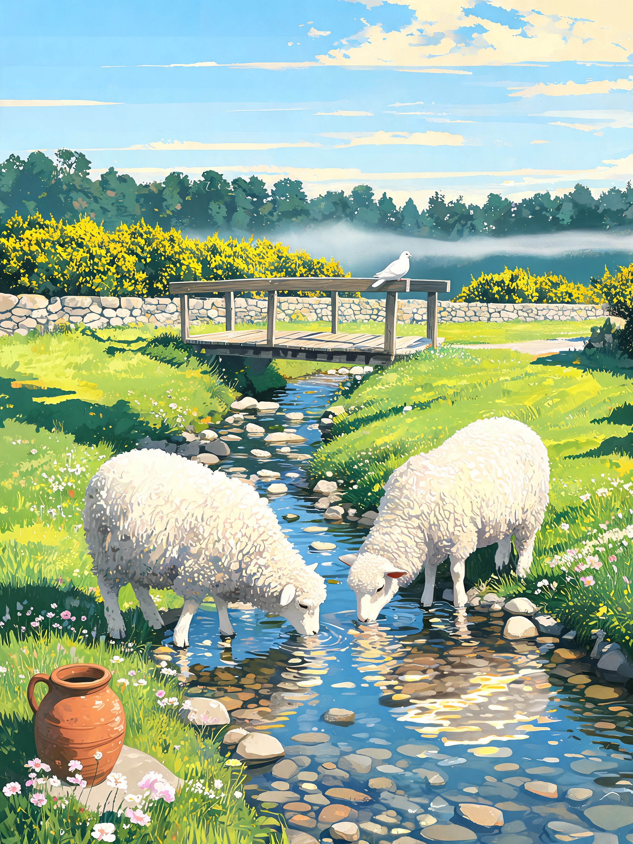 Sheep At The Stream