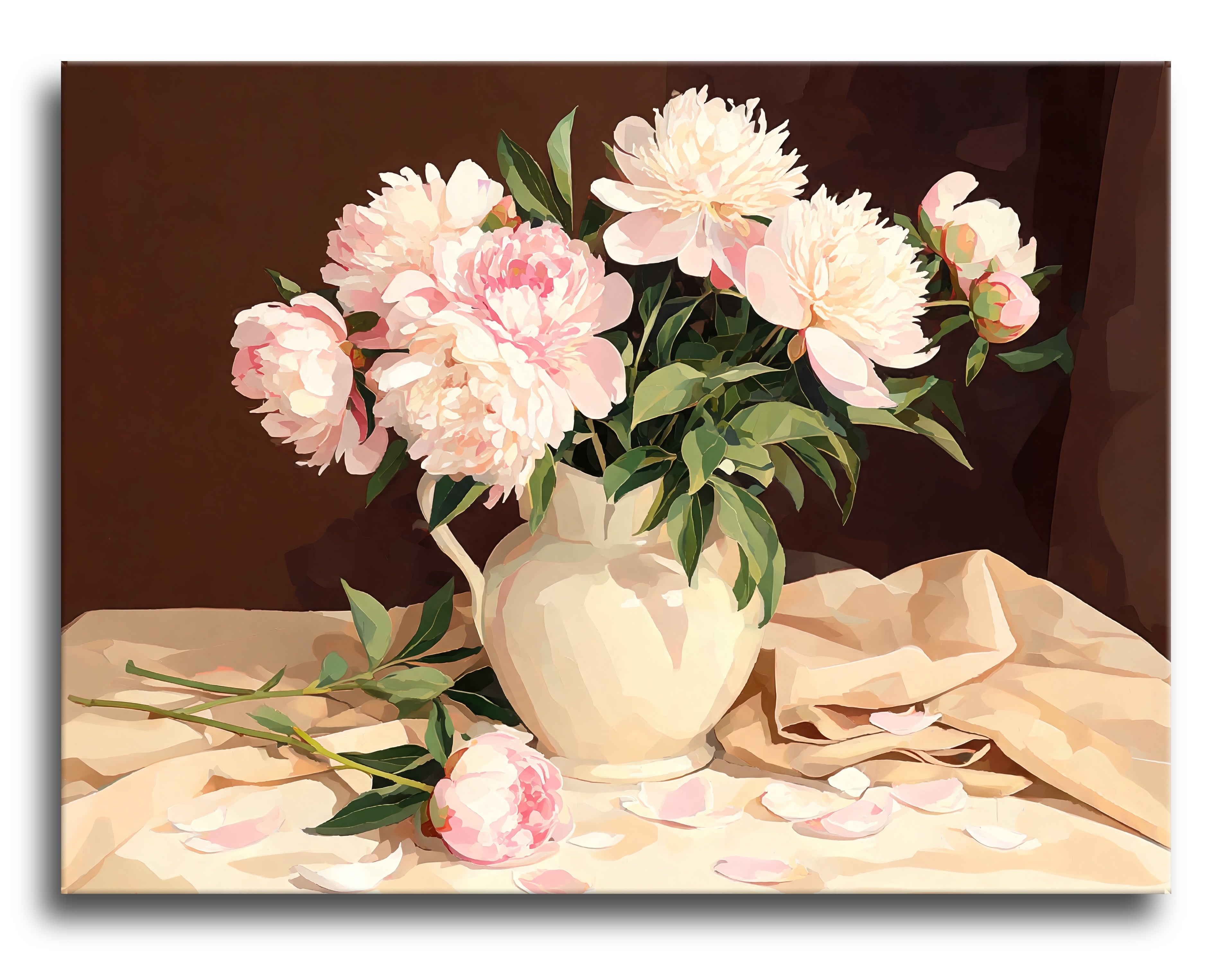 Cream Pitcher Peonies - Escape by Numbers