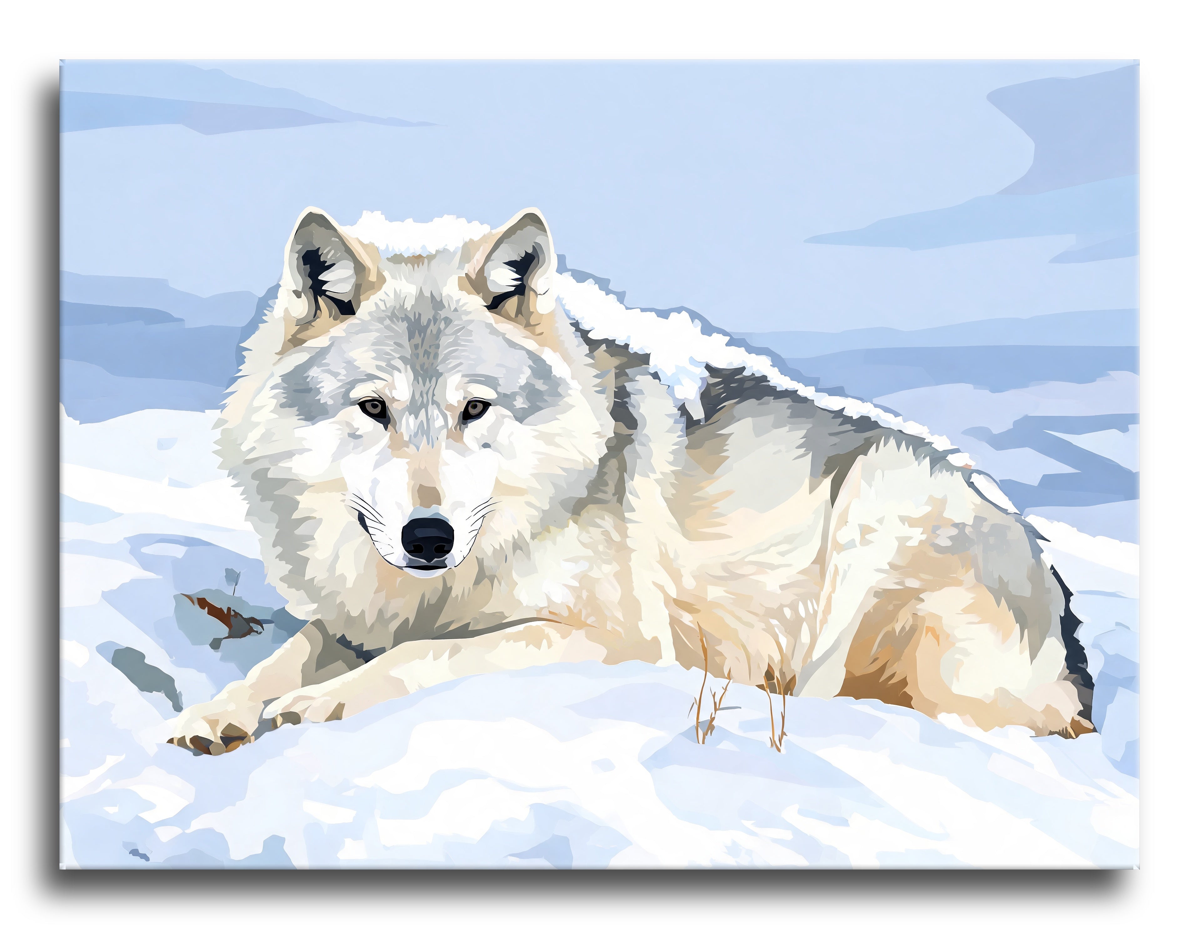 Resting Snow Wolf - Escape by Numbers
