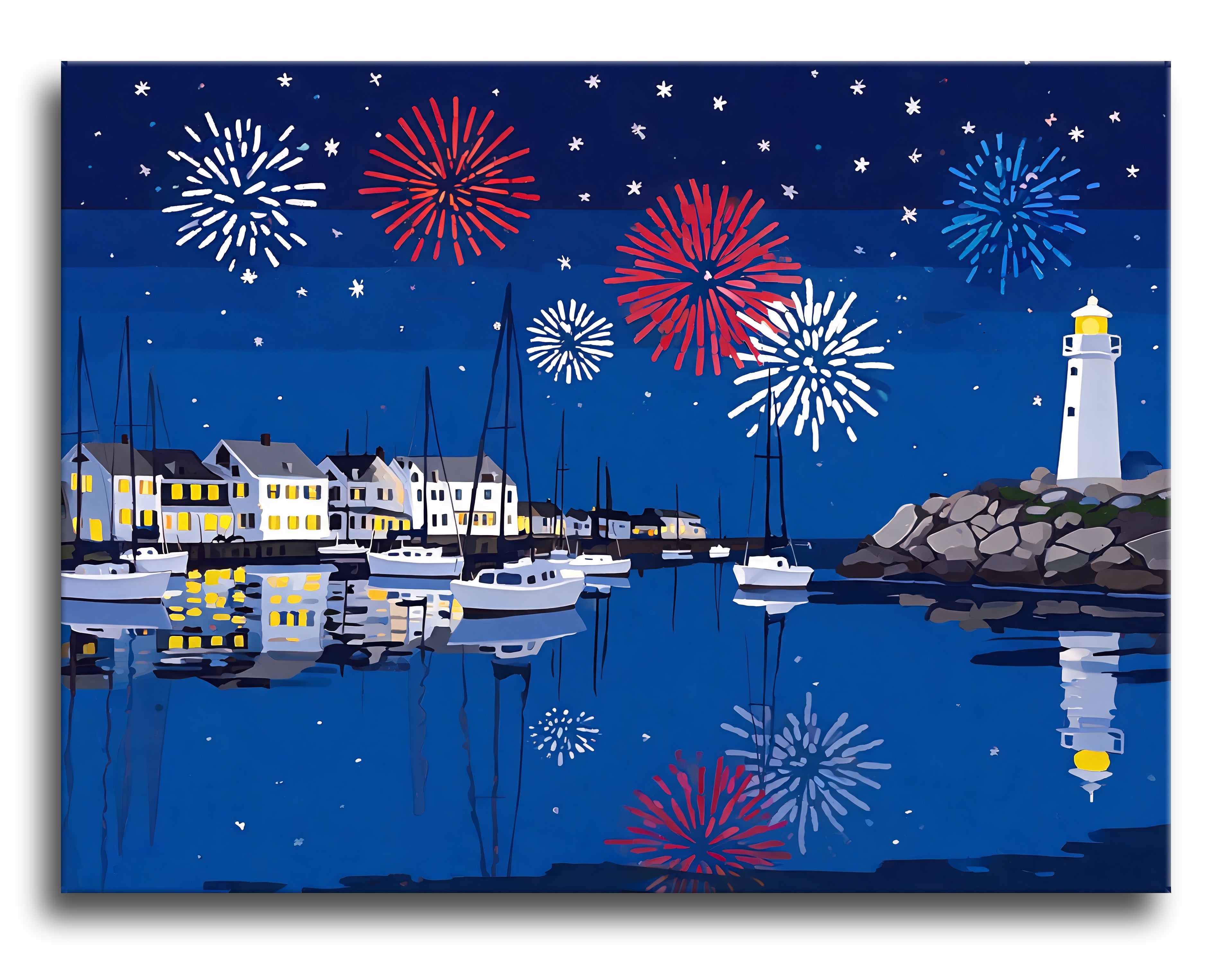 Harbor Sailboat Fireworks - Escape by Numbers