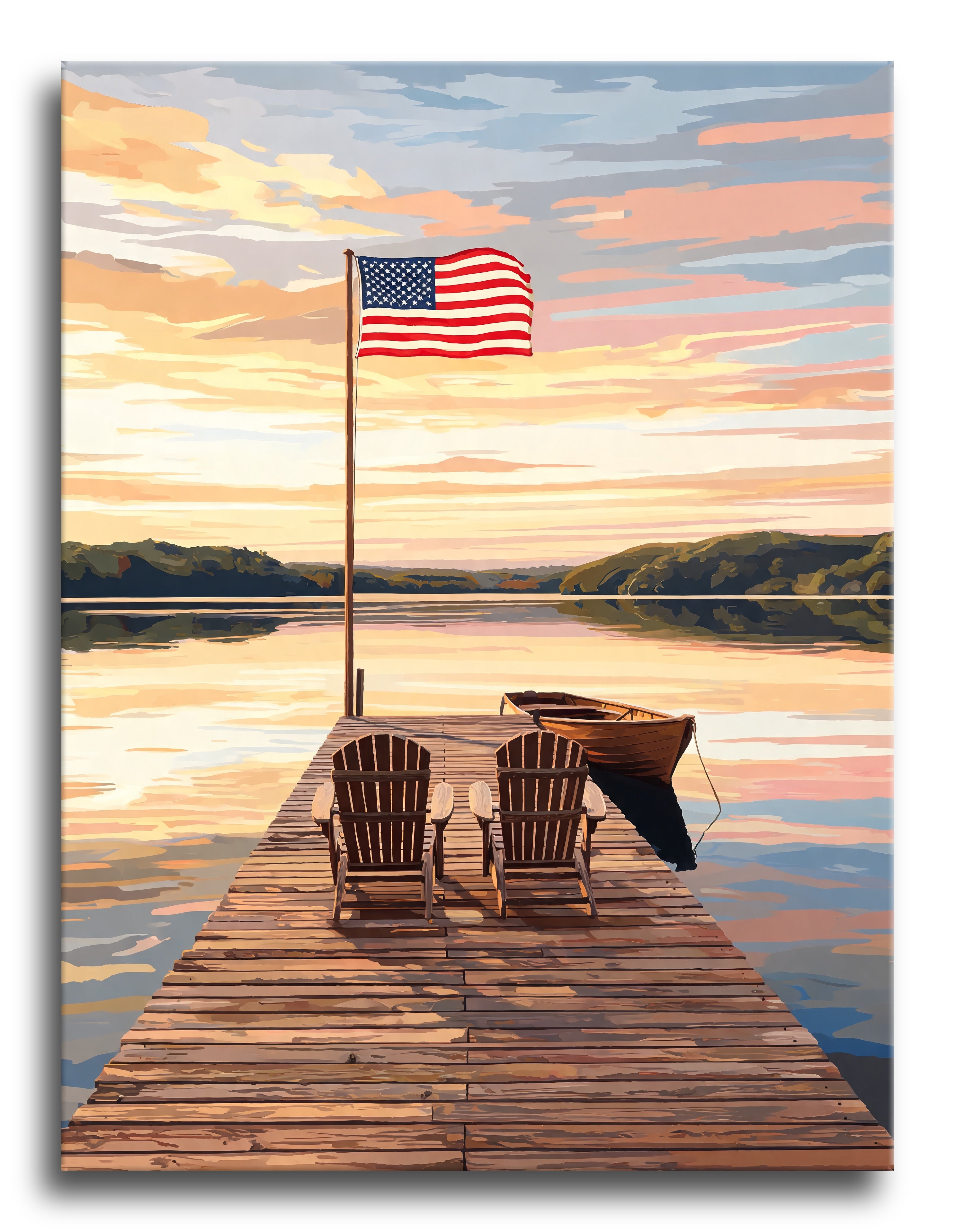 Lakeside Flag Dusk - Escape by Numbers