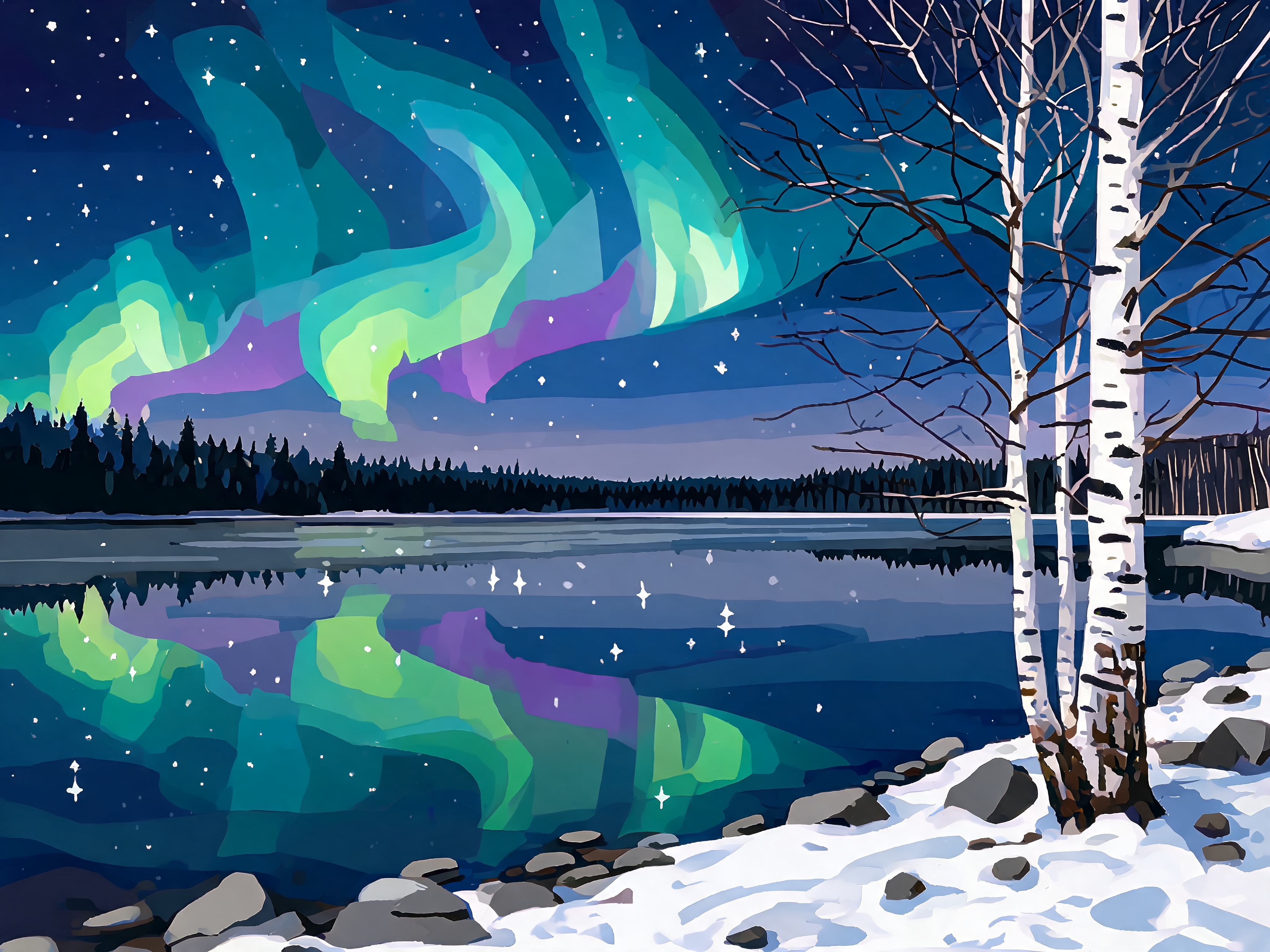Aurora Lake Birch - Escape by Numbers