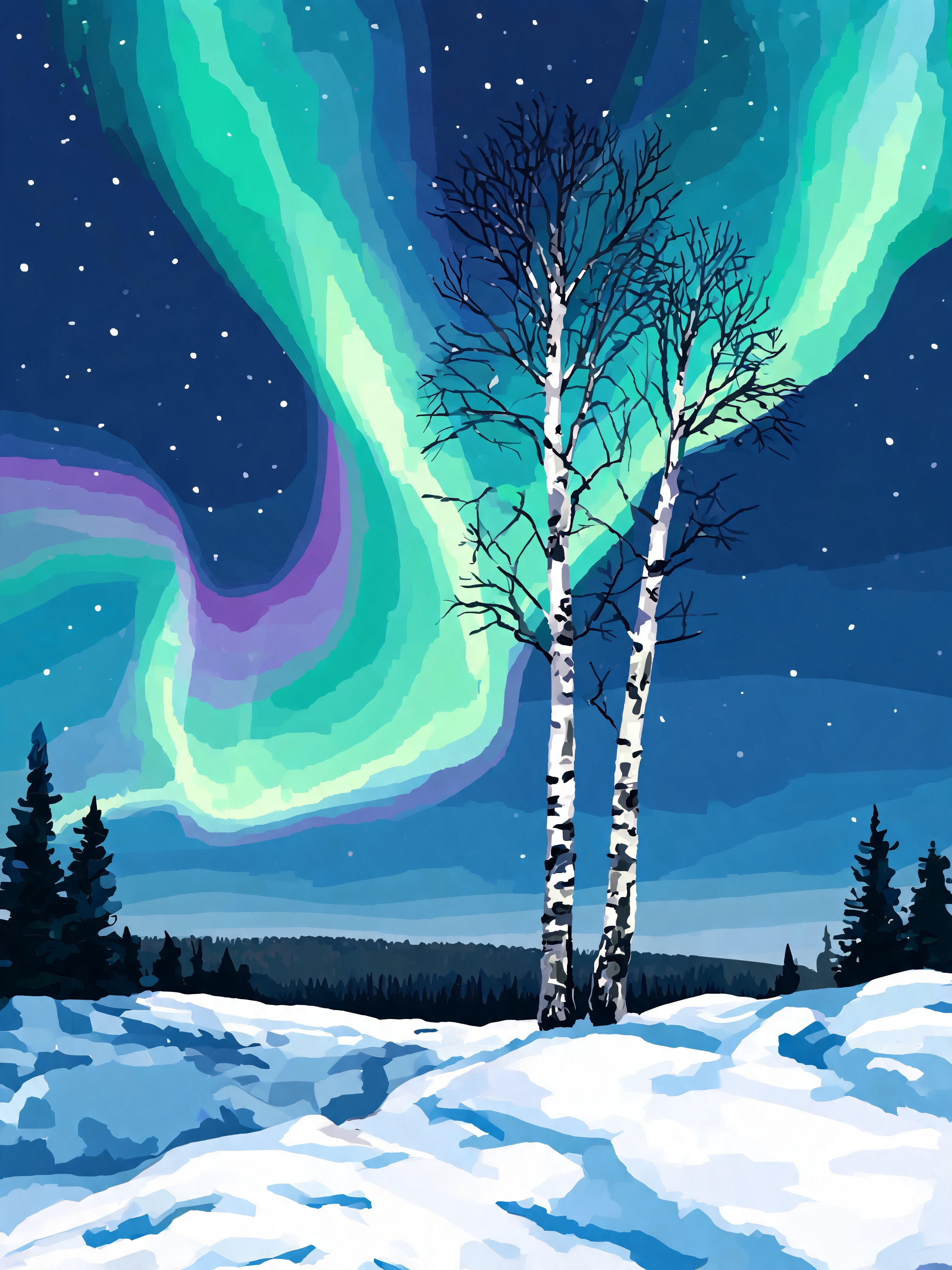 Twin Birch Aurora - Escape by Numbers