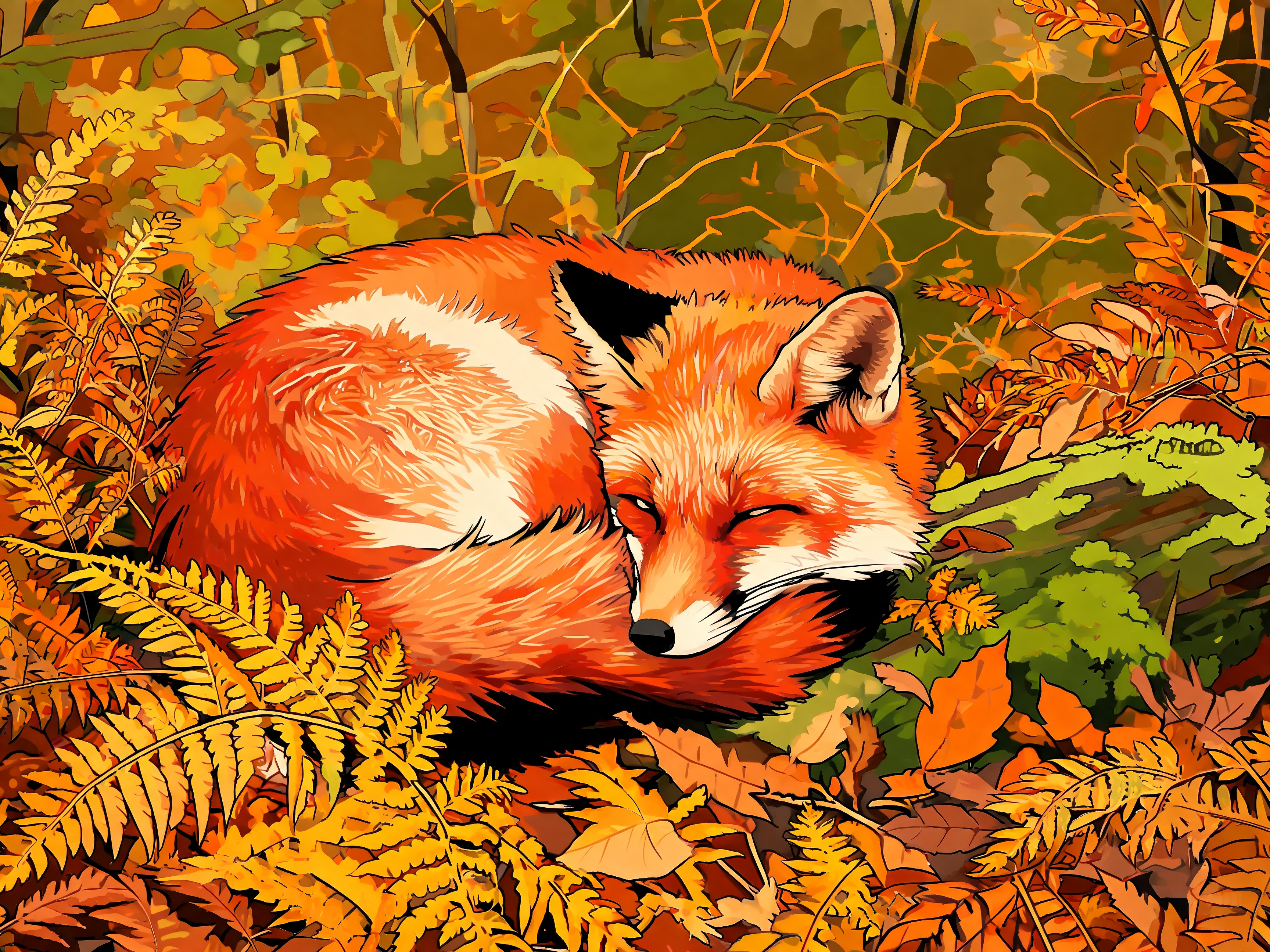 Resting Fern Fox - Escape by Numbers