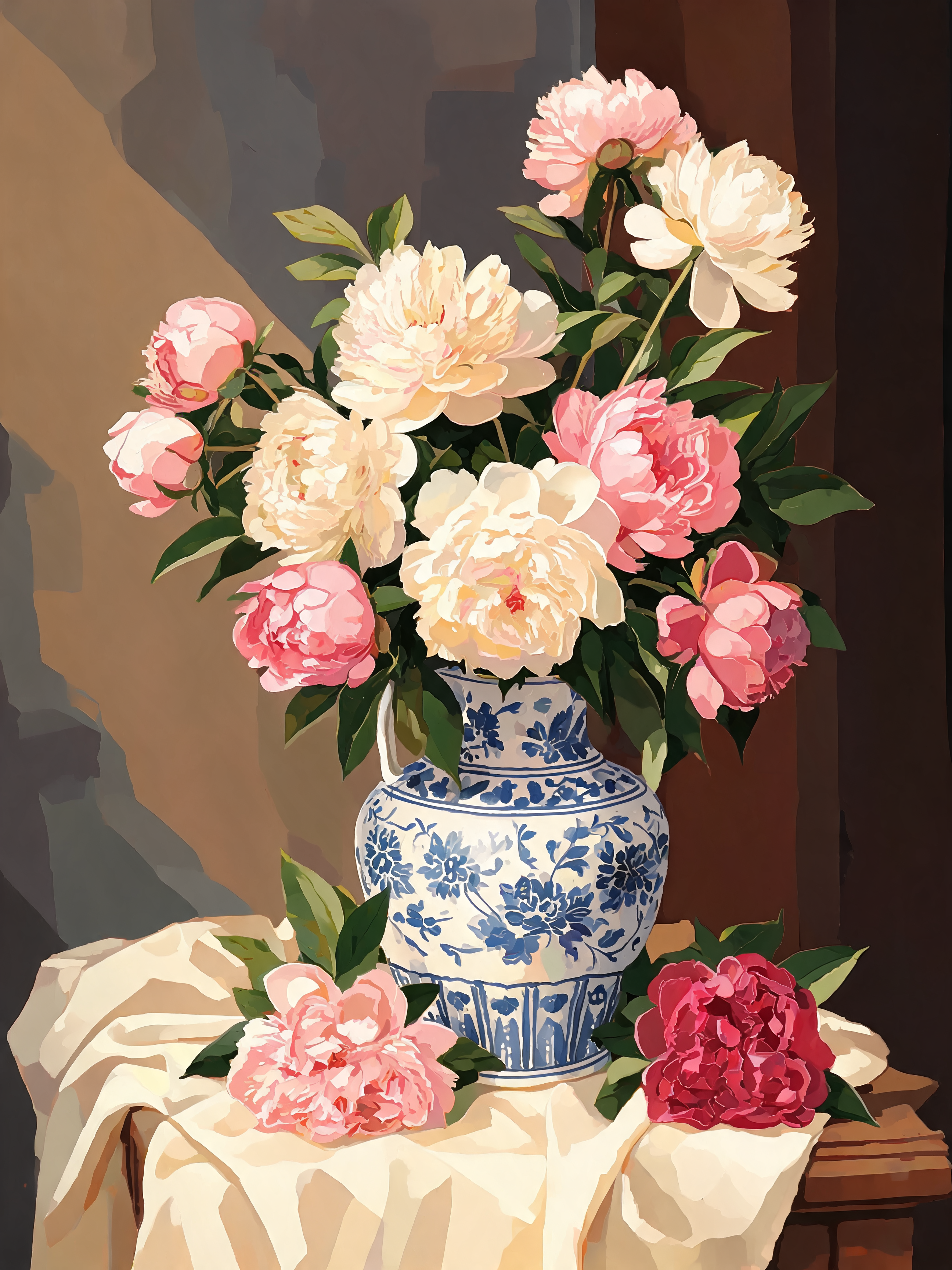 Porcelain Peony Vase - Escape by Numbers