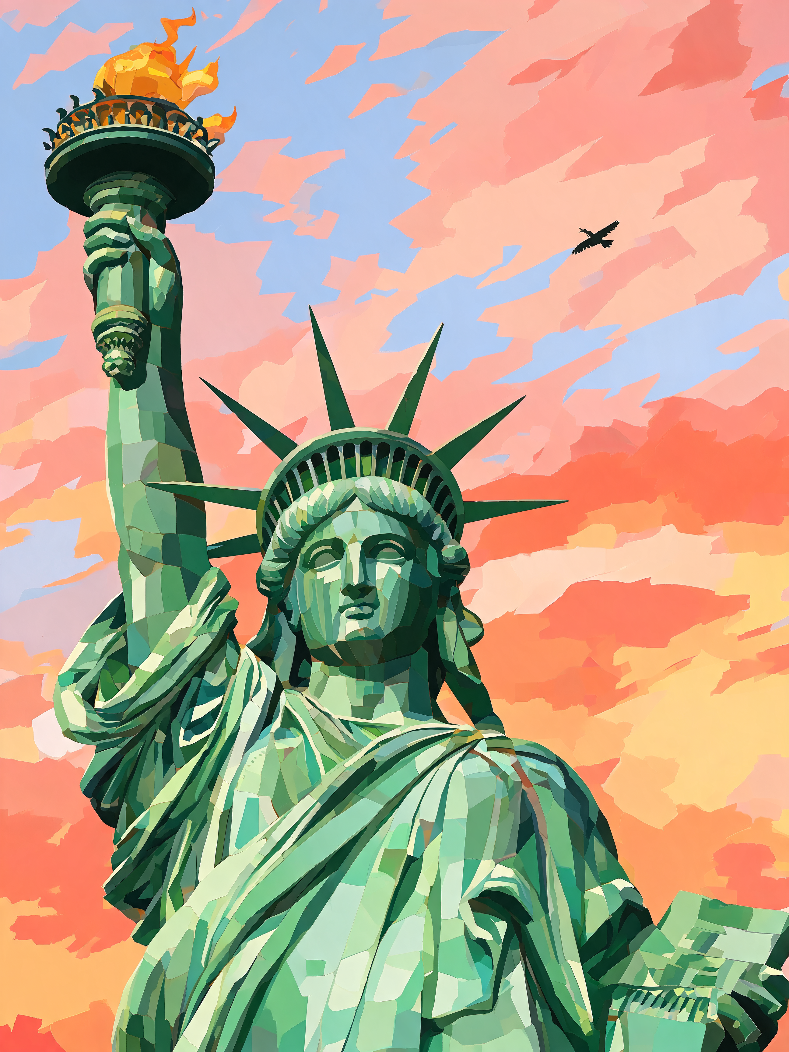 Liberty Torch Sunset - Escape by Numbers