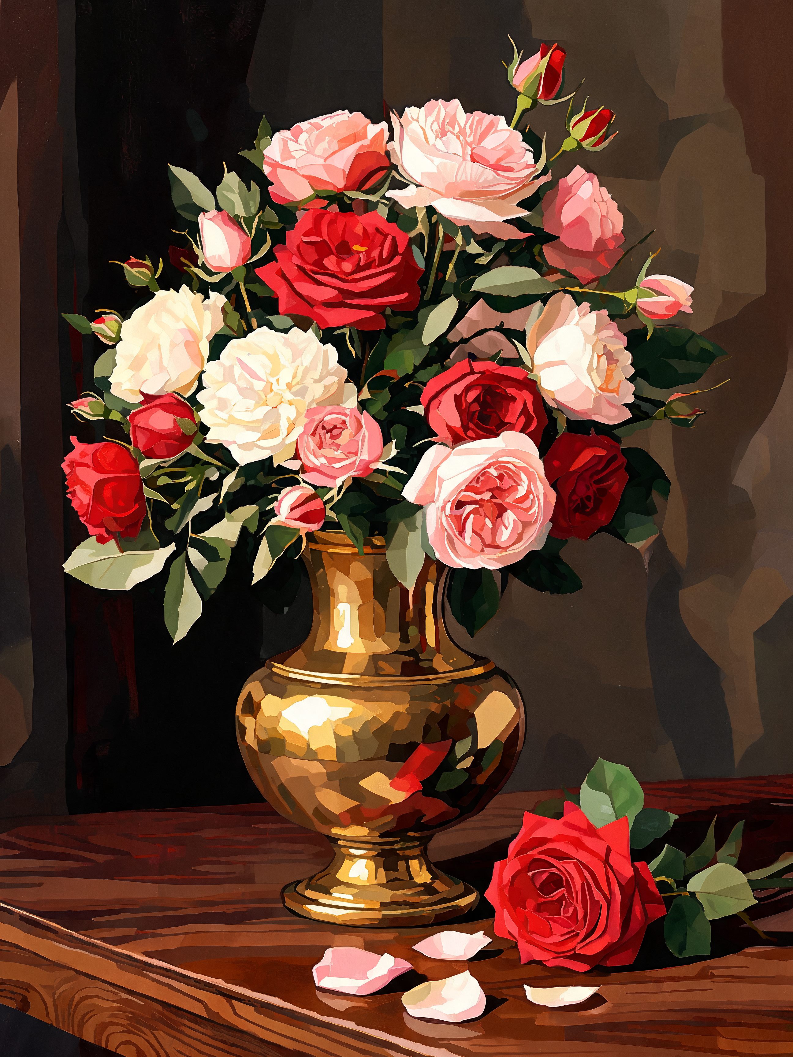 Brass Urn Peonies - Escape by Numbers