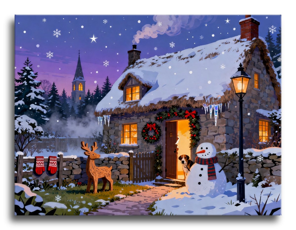 Snowman Thatched Cottage - Escape by Numbers