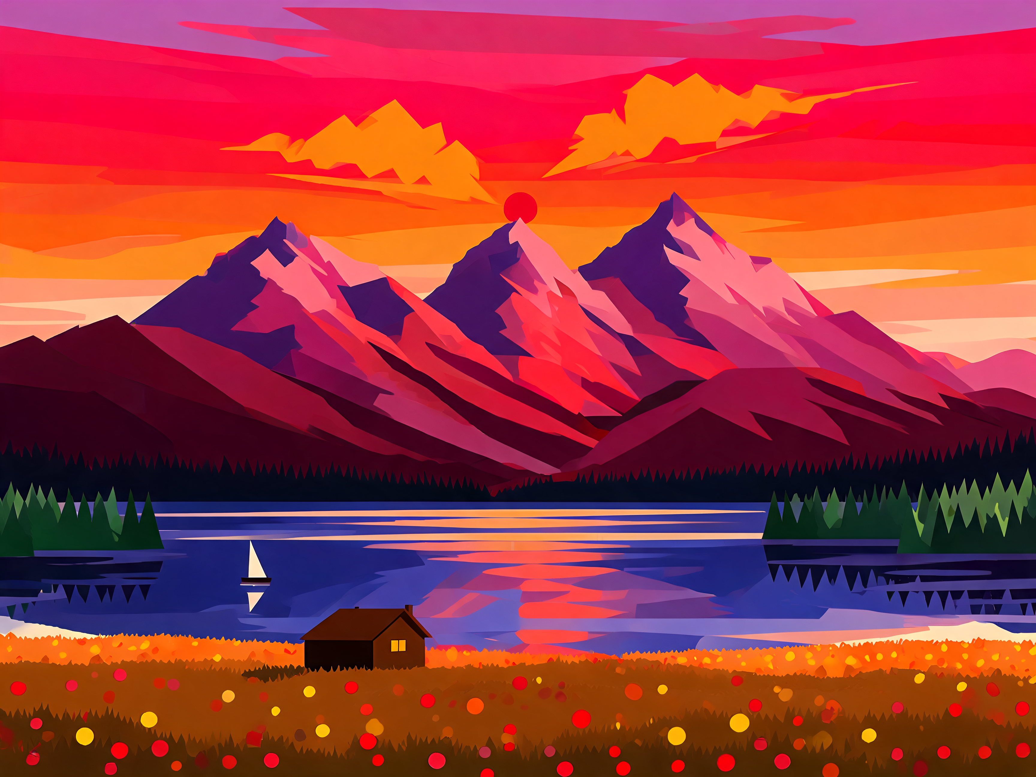 Sunset Color Block Peaks