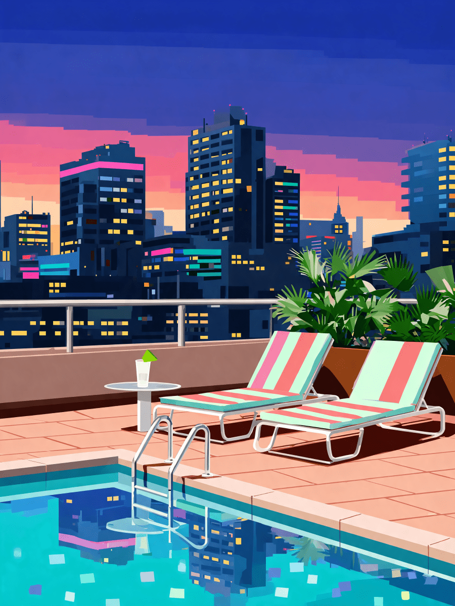 Twilight Pool Skyline - Escape by Numbers