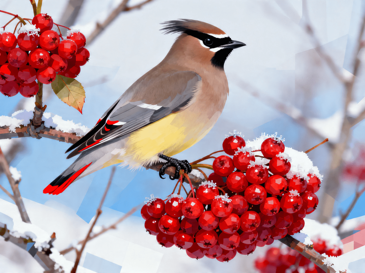 Waxwing Red Berries - Escape by Numbers