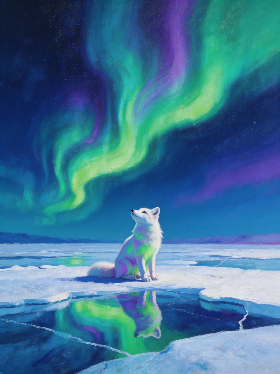 White Fox Reflection - Escape by Numbers