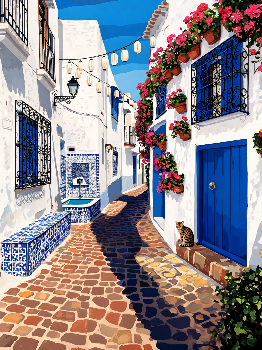 Whitewashed Alley Bloom - Escape by Numbers