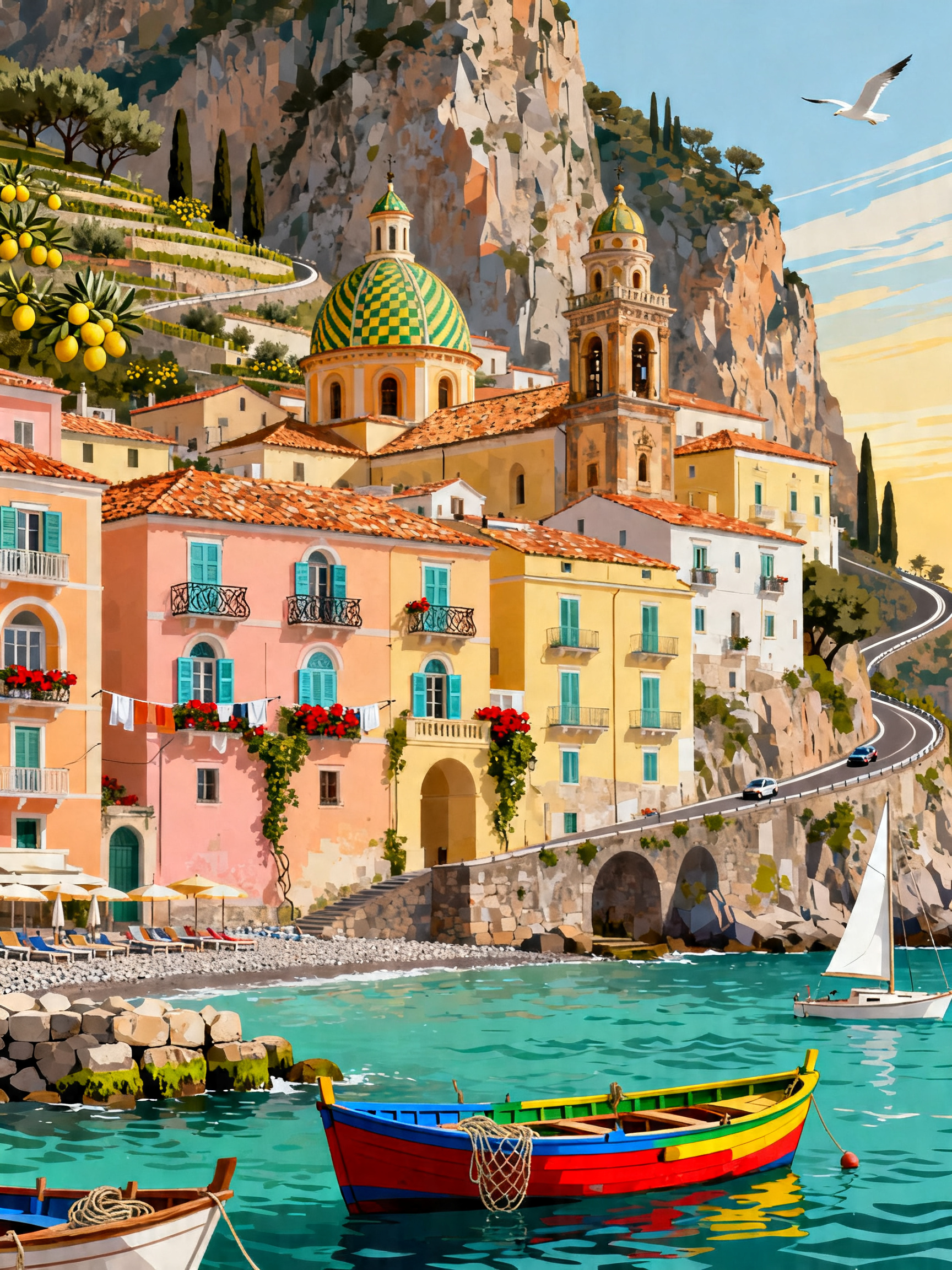 Amalfi Lemon Harbor painting