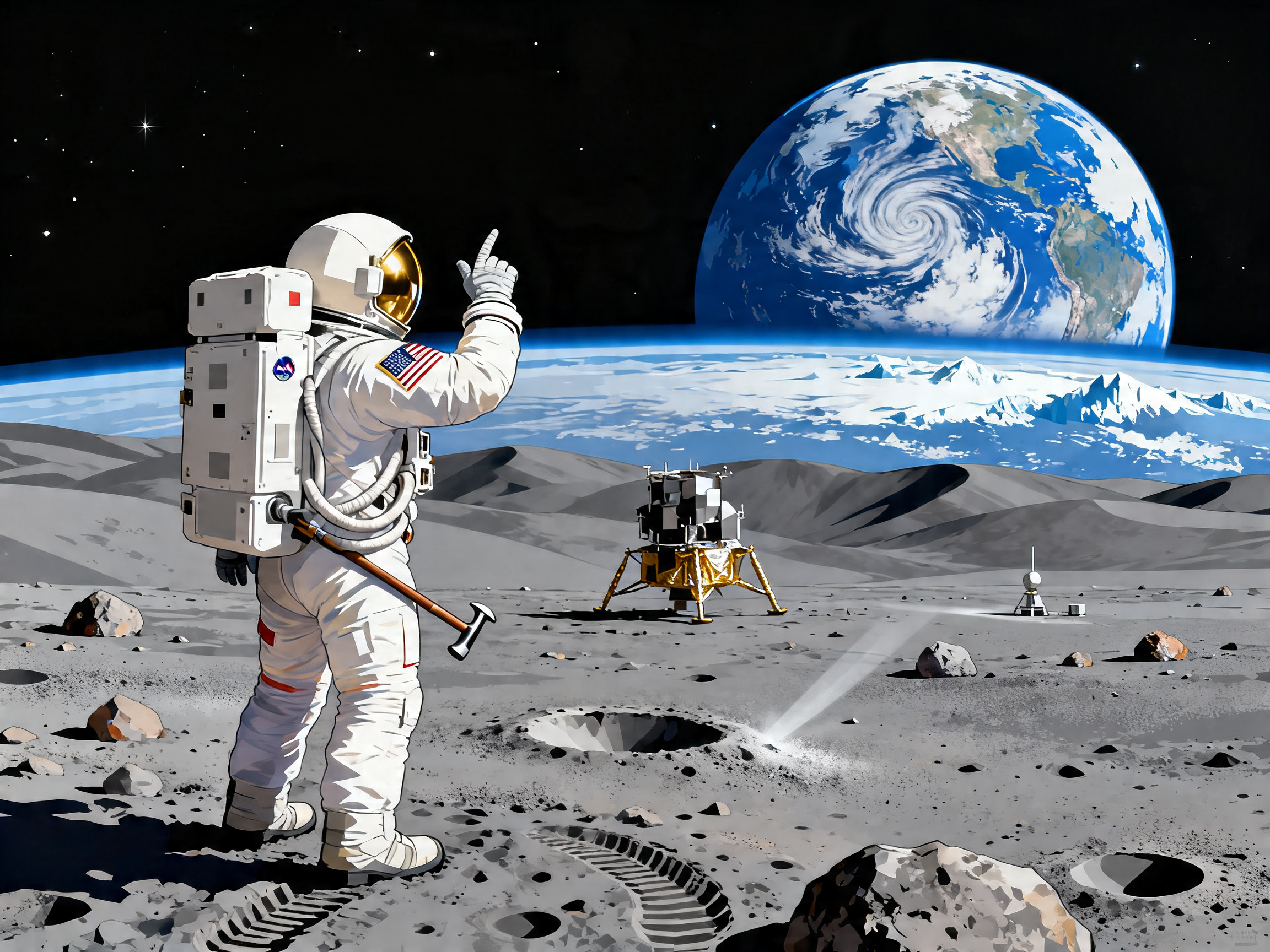 Astronaut Earthrise painting