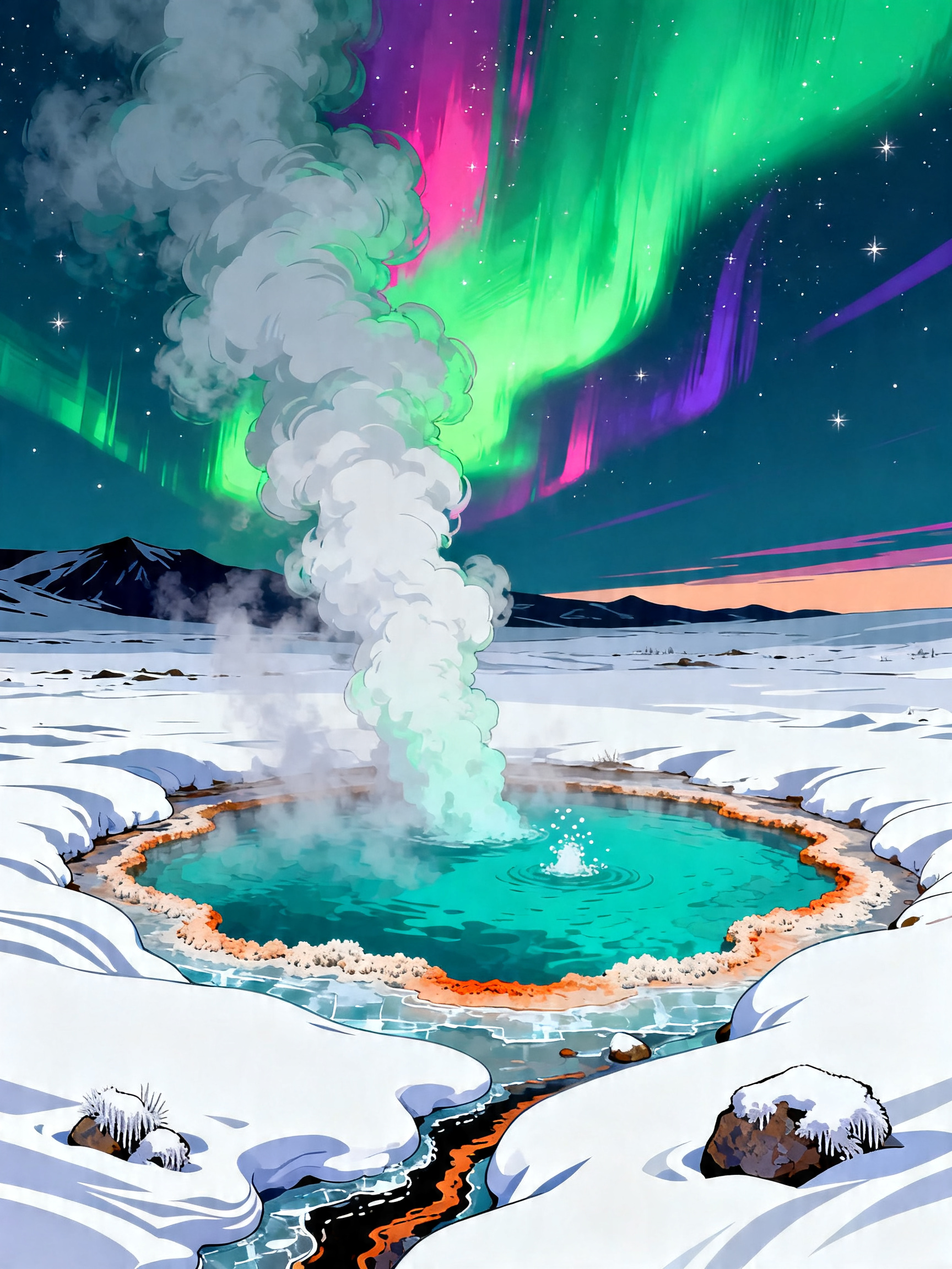 Aurora Geothermal Spring painting