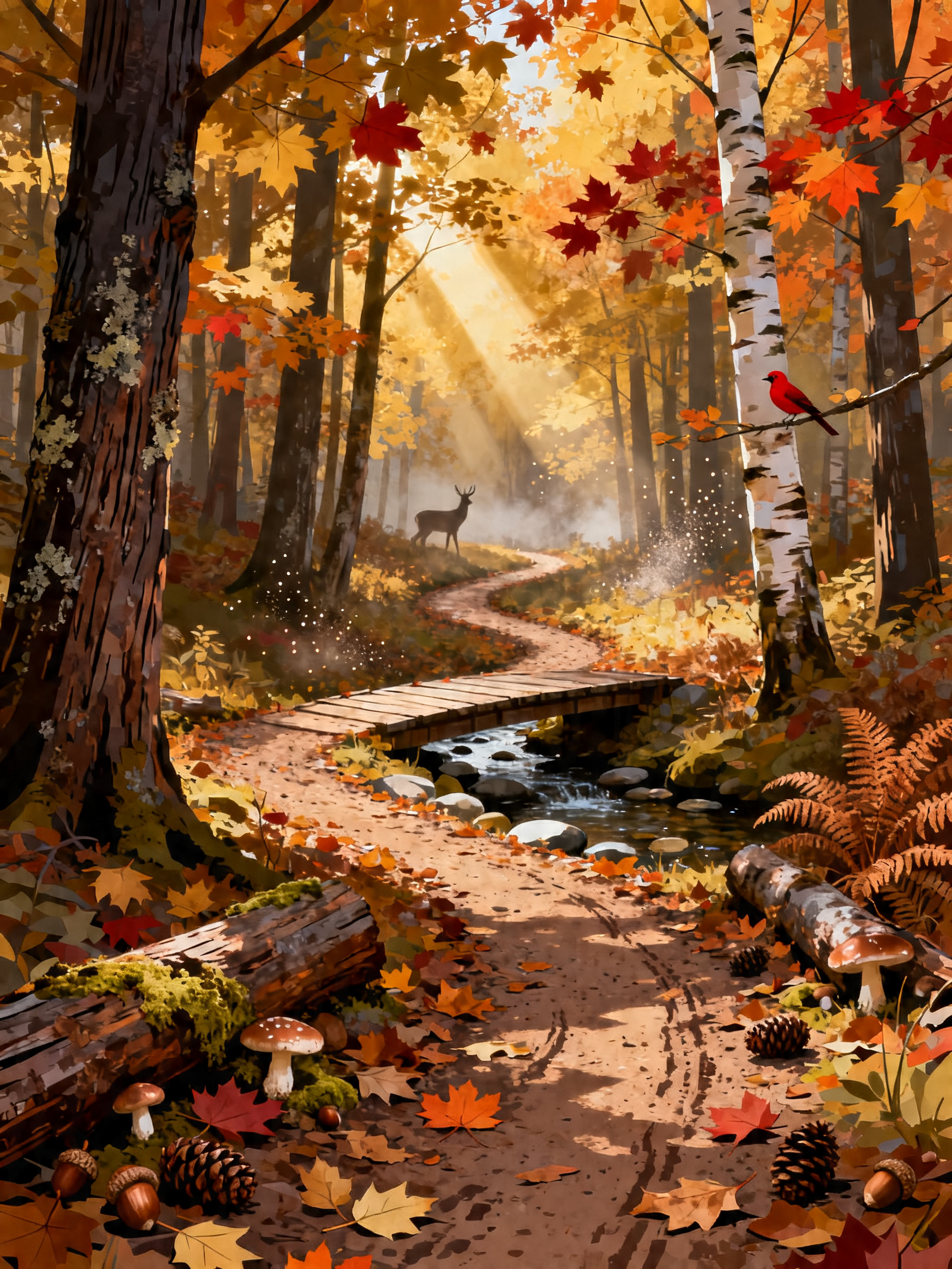 Autumn Forest Deer painting