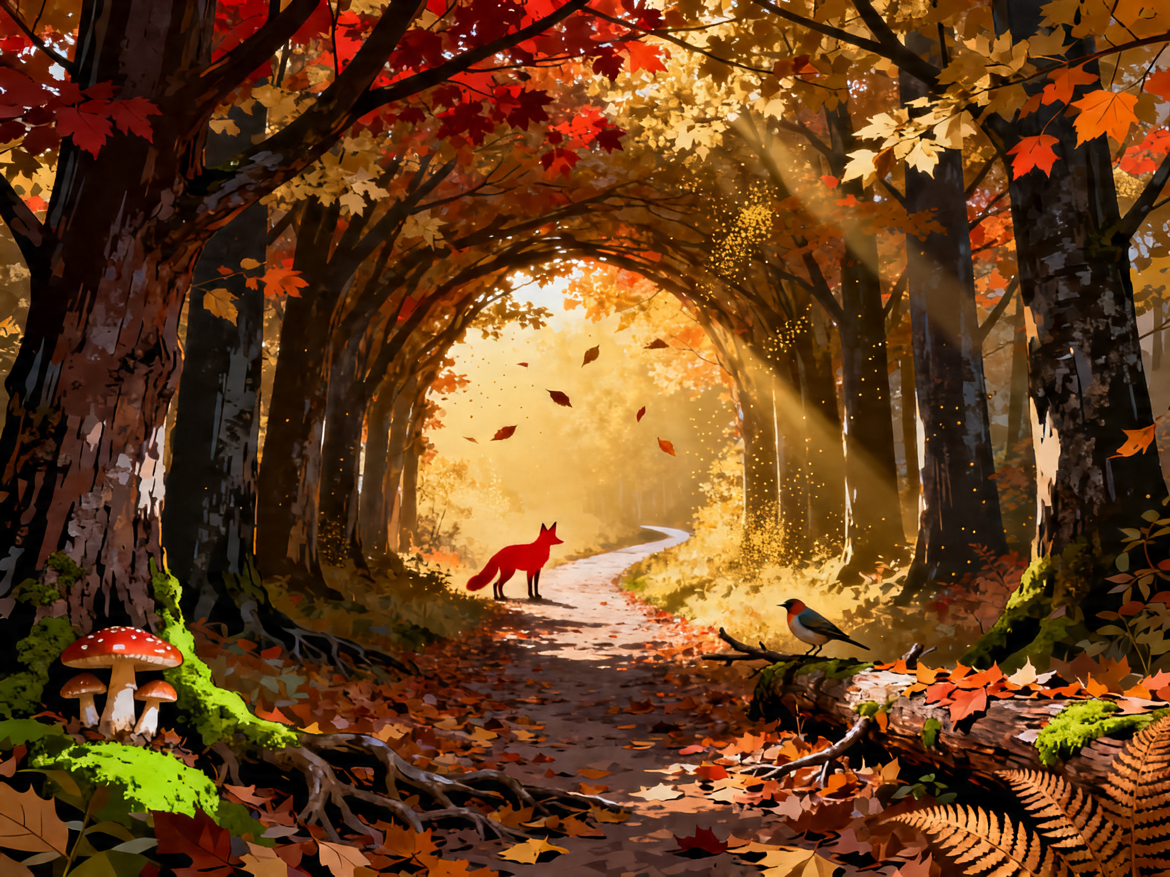 Autumn Fox Tunnel painting