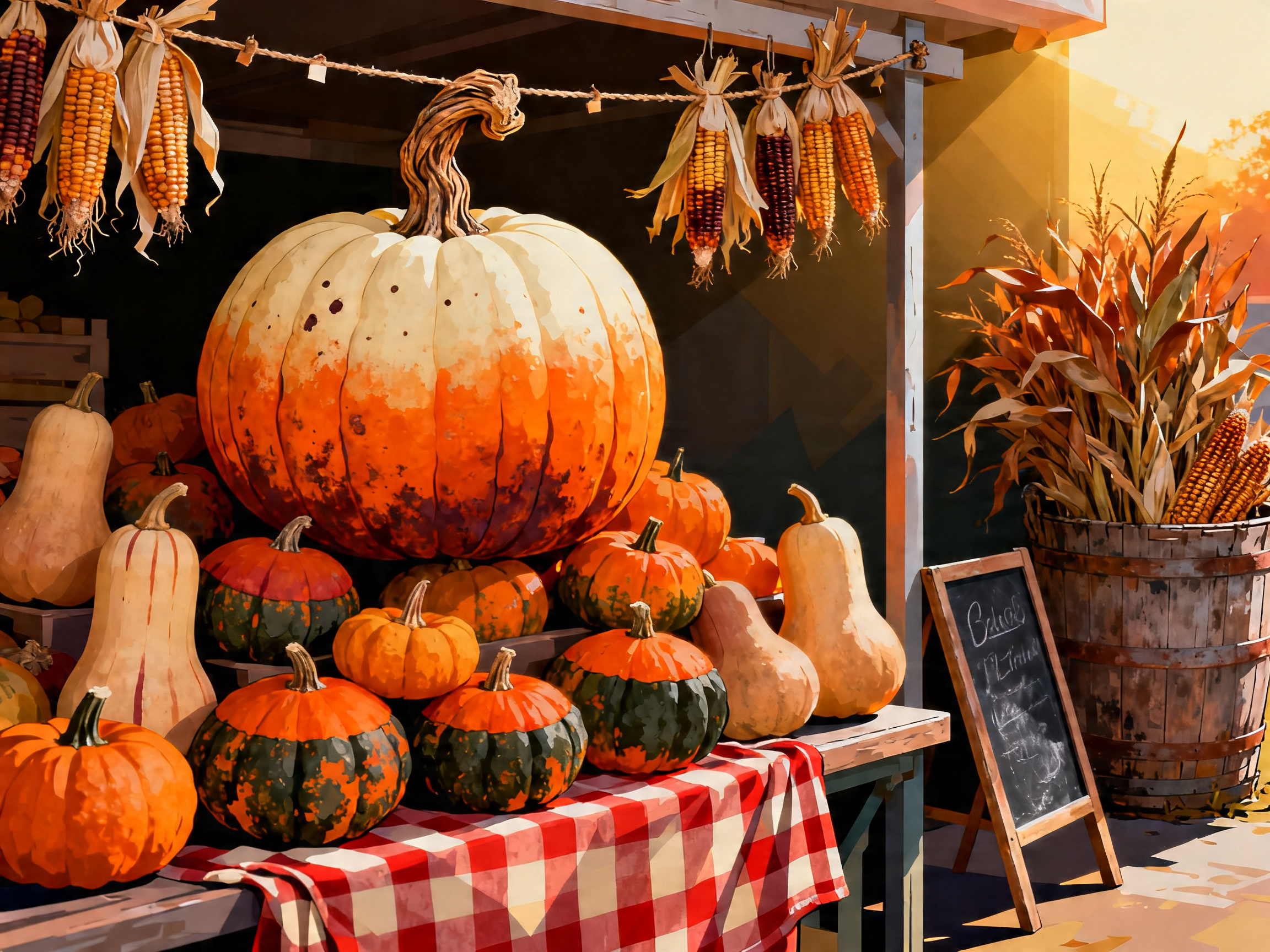 Autumn Pumpkin Stall painting
