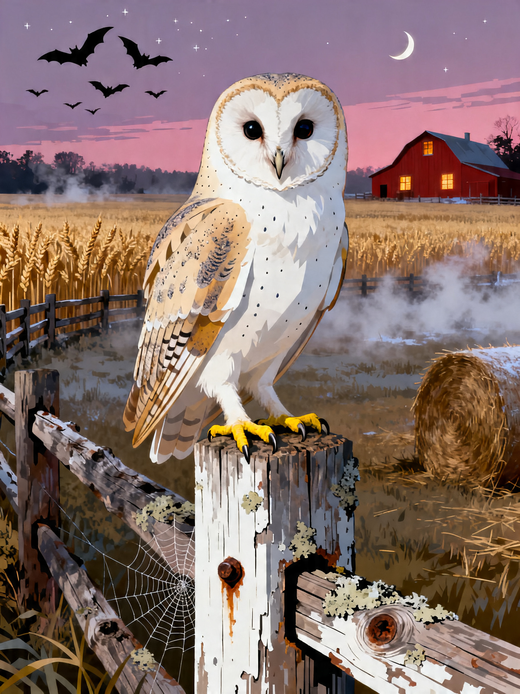 Barn Owl Harvest painting