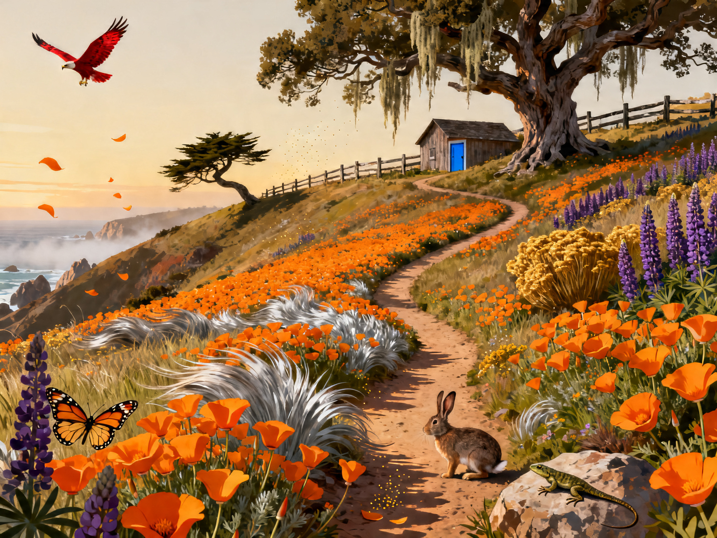 California Poppy Coast painting