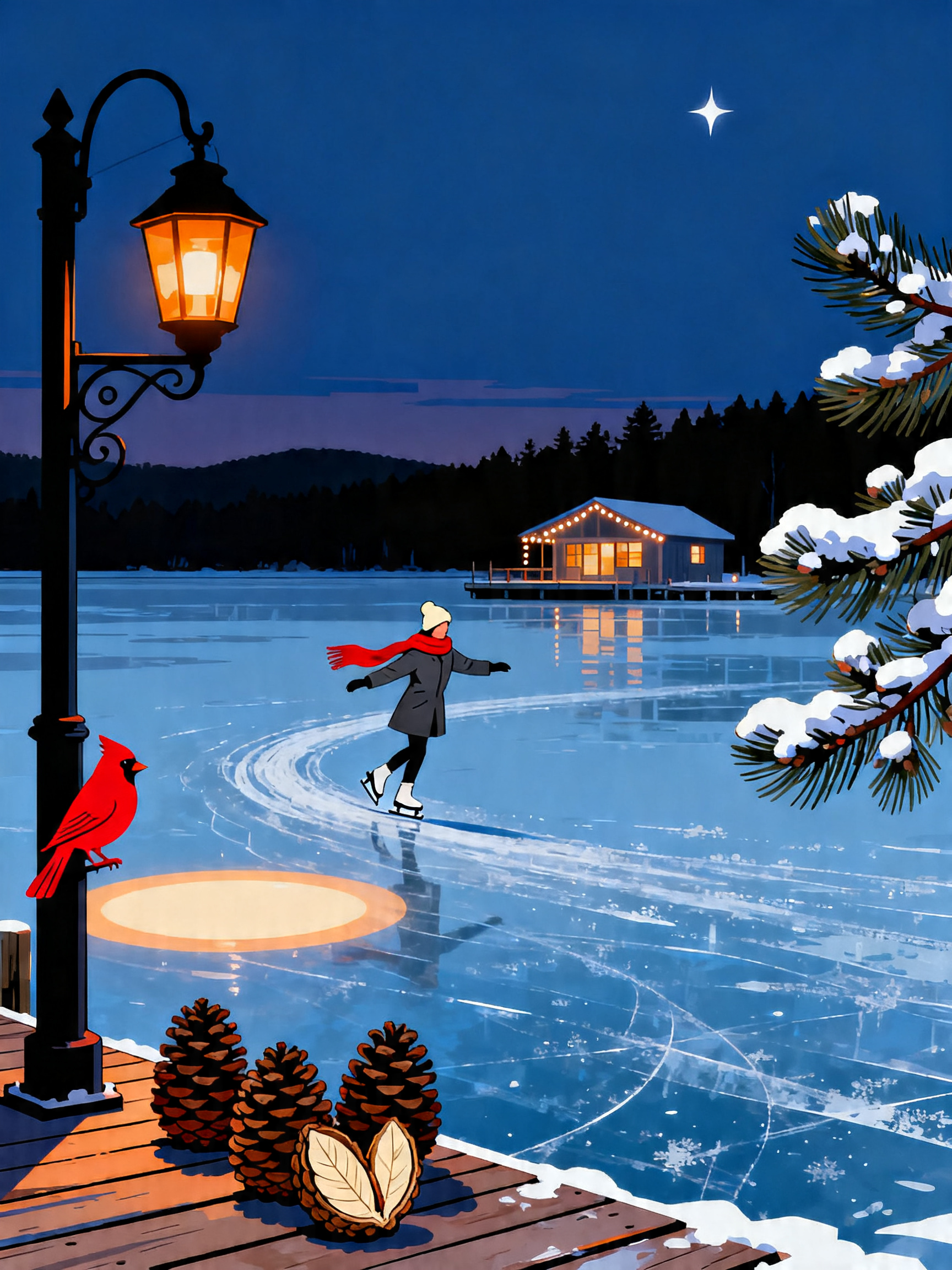 Cardinal Ice Skater painting