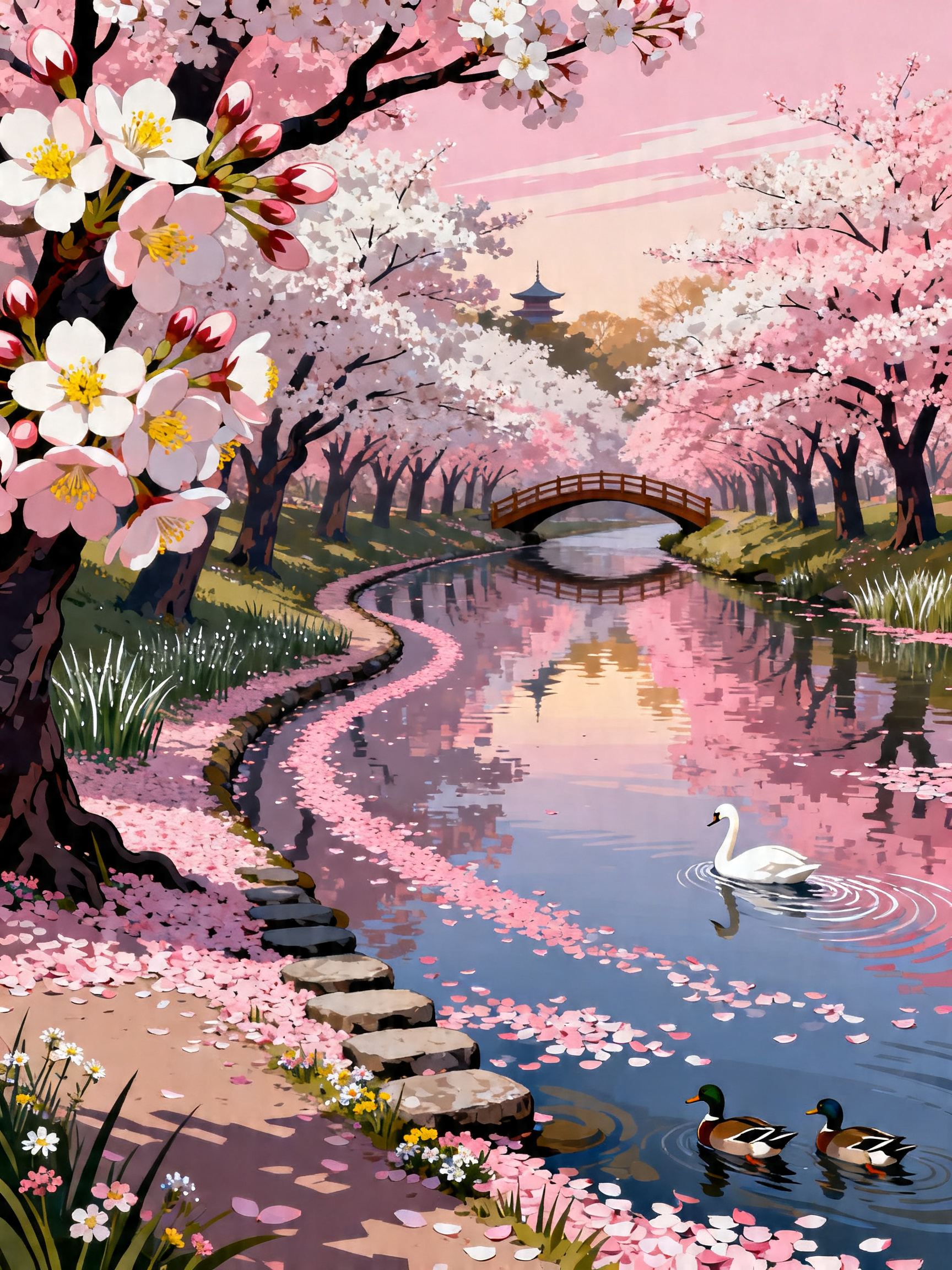 Cherry Swan River painting