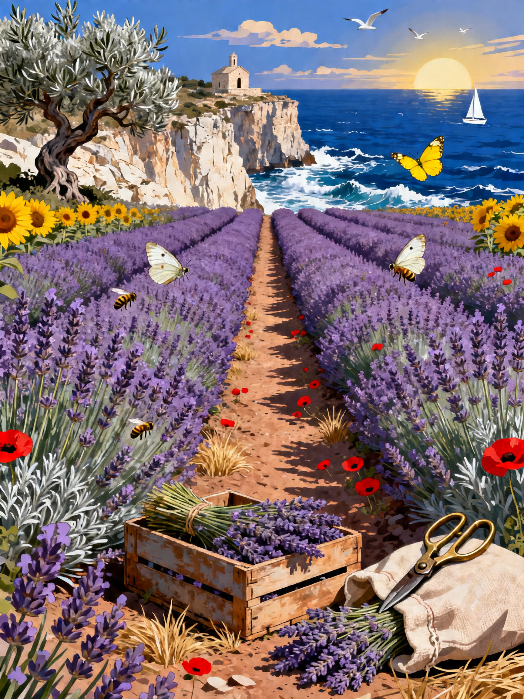 Coastal Lavender Chapel painting