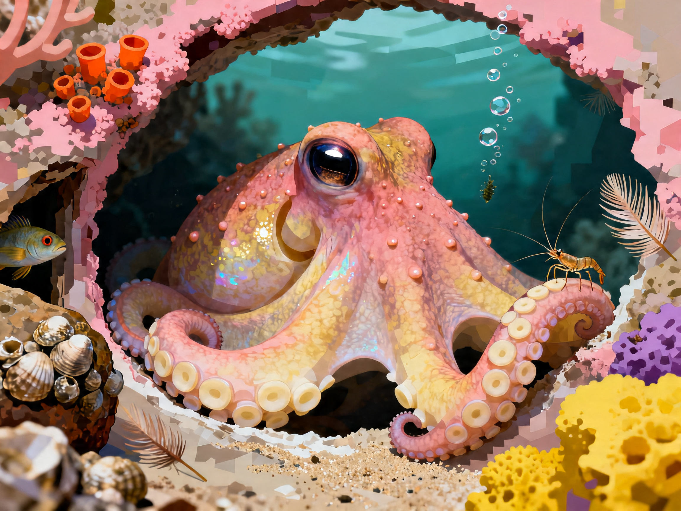 Coral Cave Octopus painting