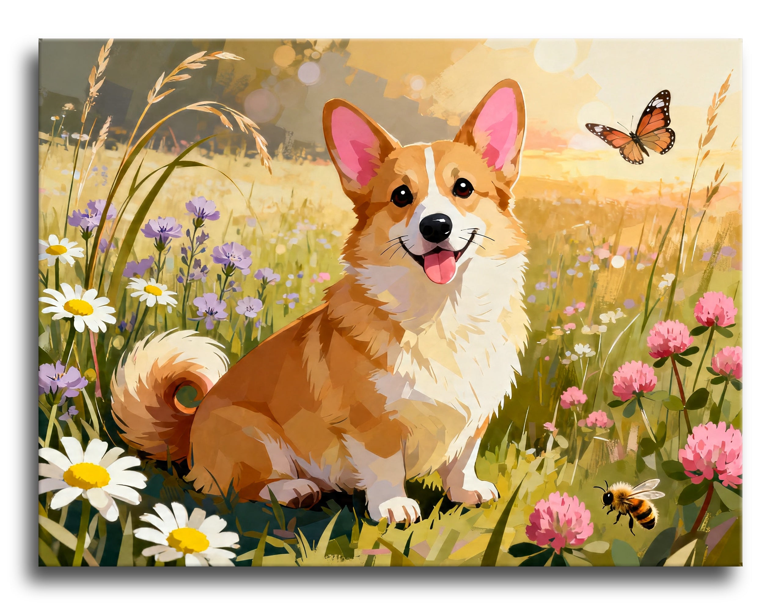 Corgi Meadow Sunset framed preview