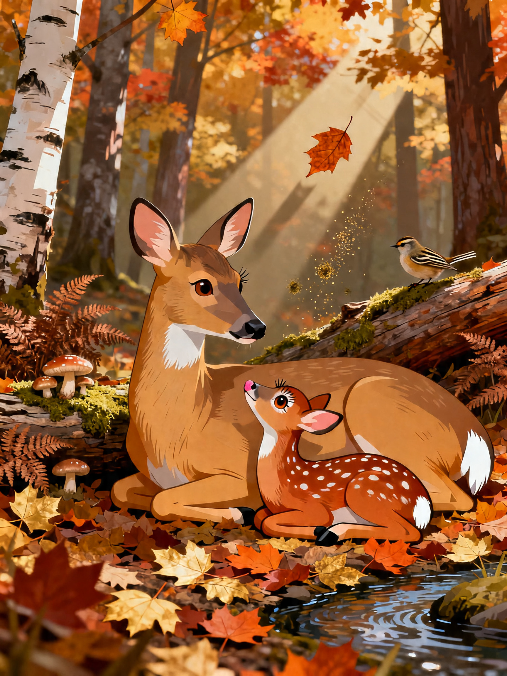 Doe Fawn Autumn painting