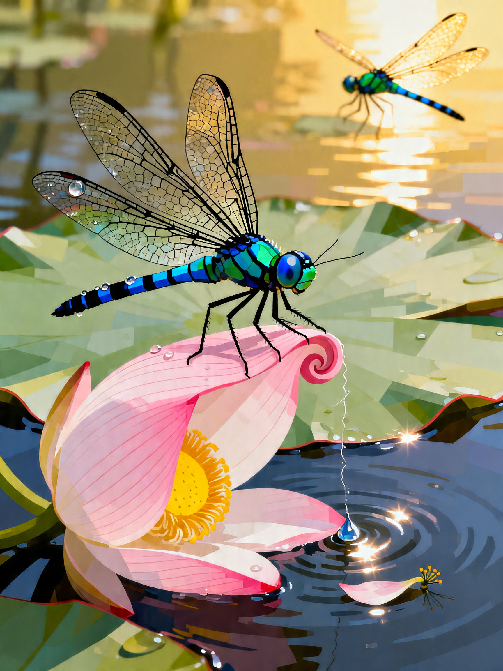 Dragonfly Lotus Drop painting