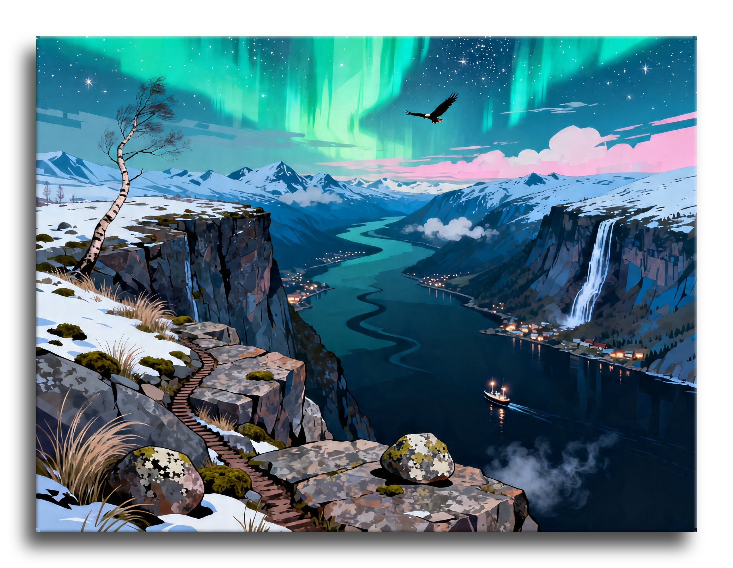 Fjord Overlook Aurora framed preview